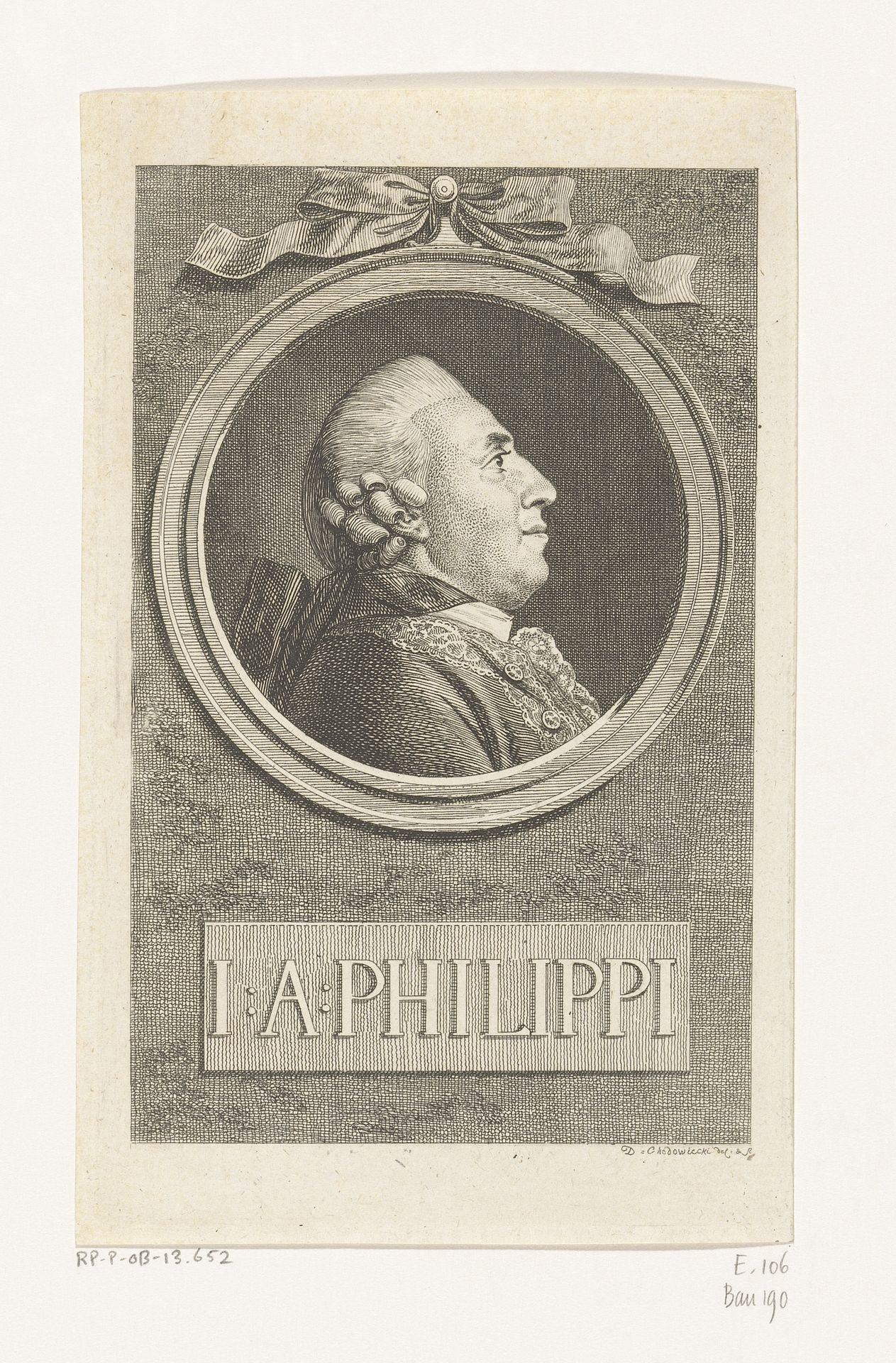 Portret van Johann Albrecht Philippi by Daniel Nikolaus Chodowiecki