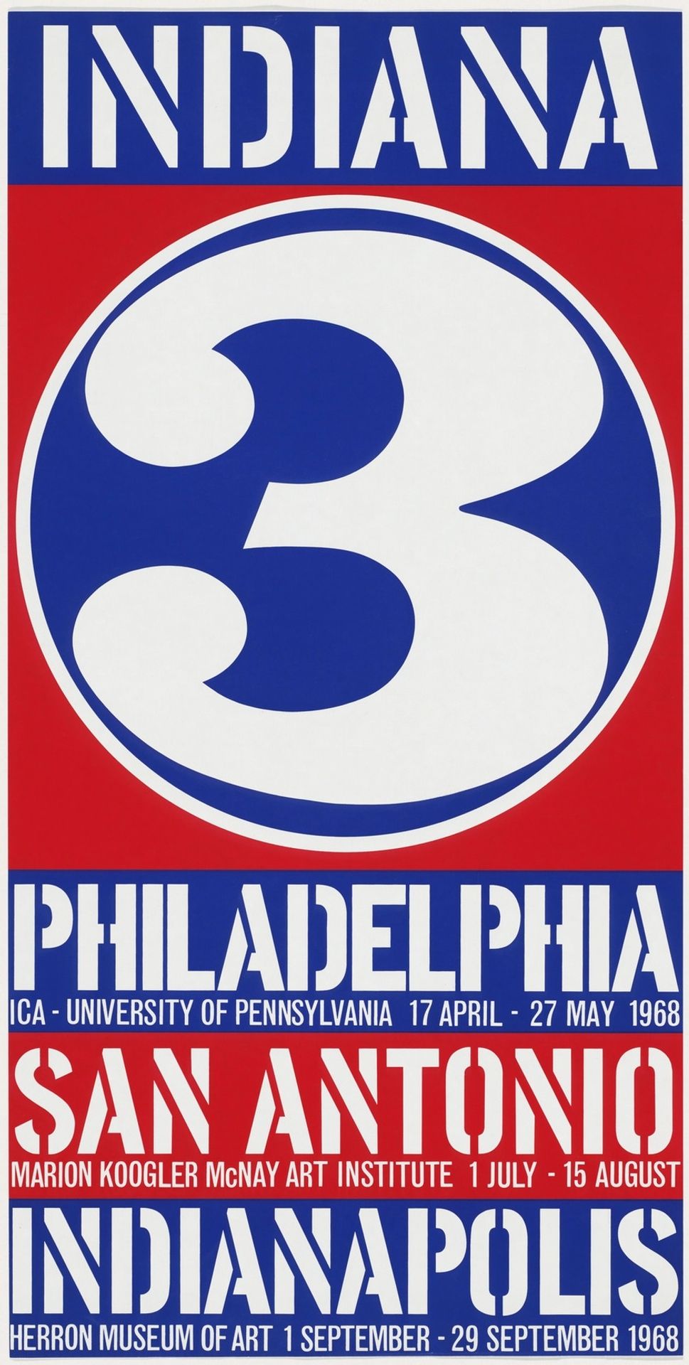 Indiana 3, Philadelphia, San Antonio, Indianapolis by Robert Indiana