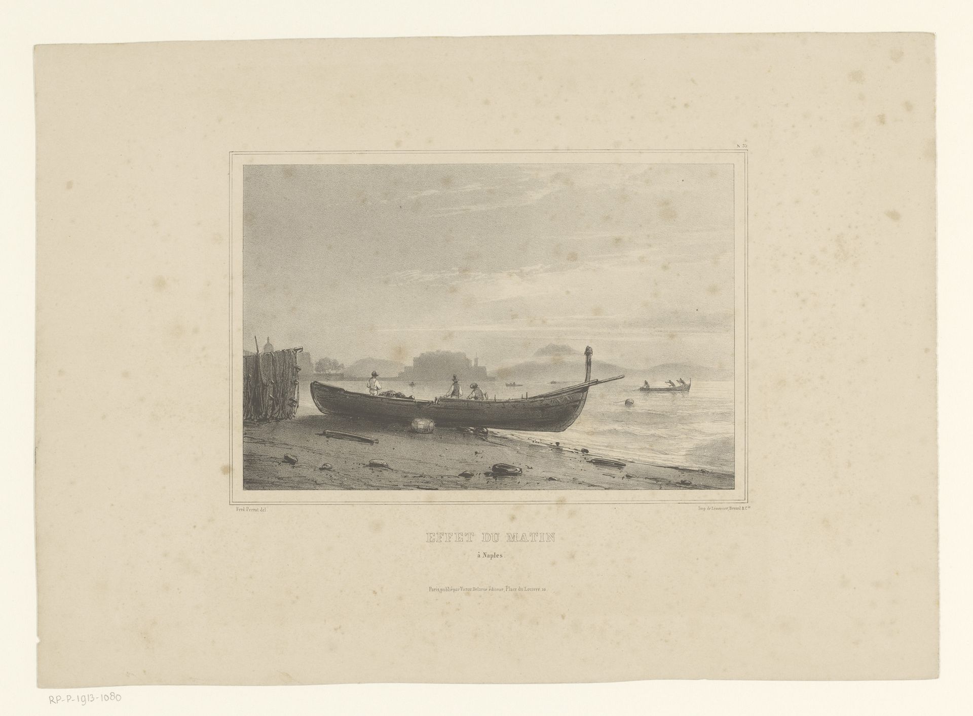 Boot op het strand te Napels by Ferdinand Victor Perrot
