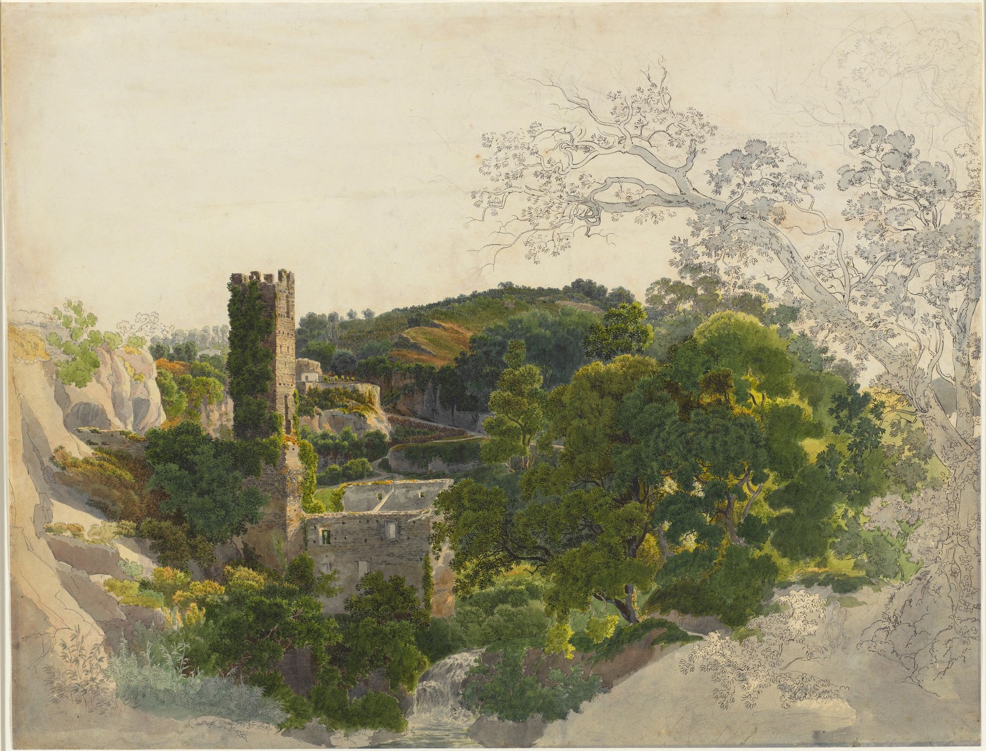 Ruins of a Fortified Tower among Wooded Hills by Friedrich Salathé