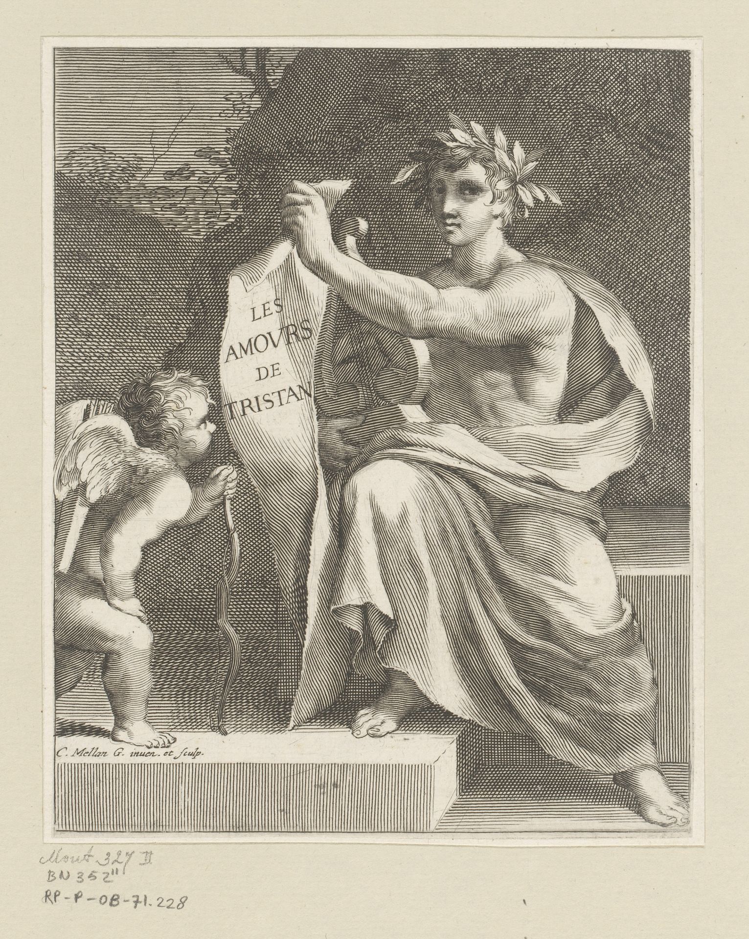 Apollo met een amor by Claude Mellan