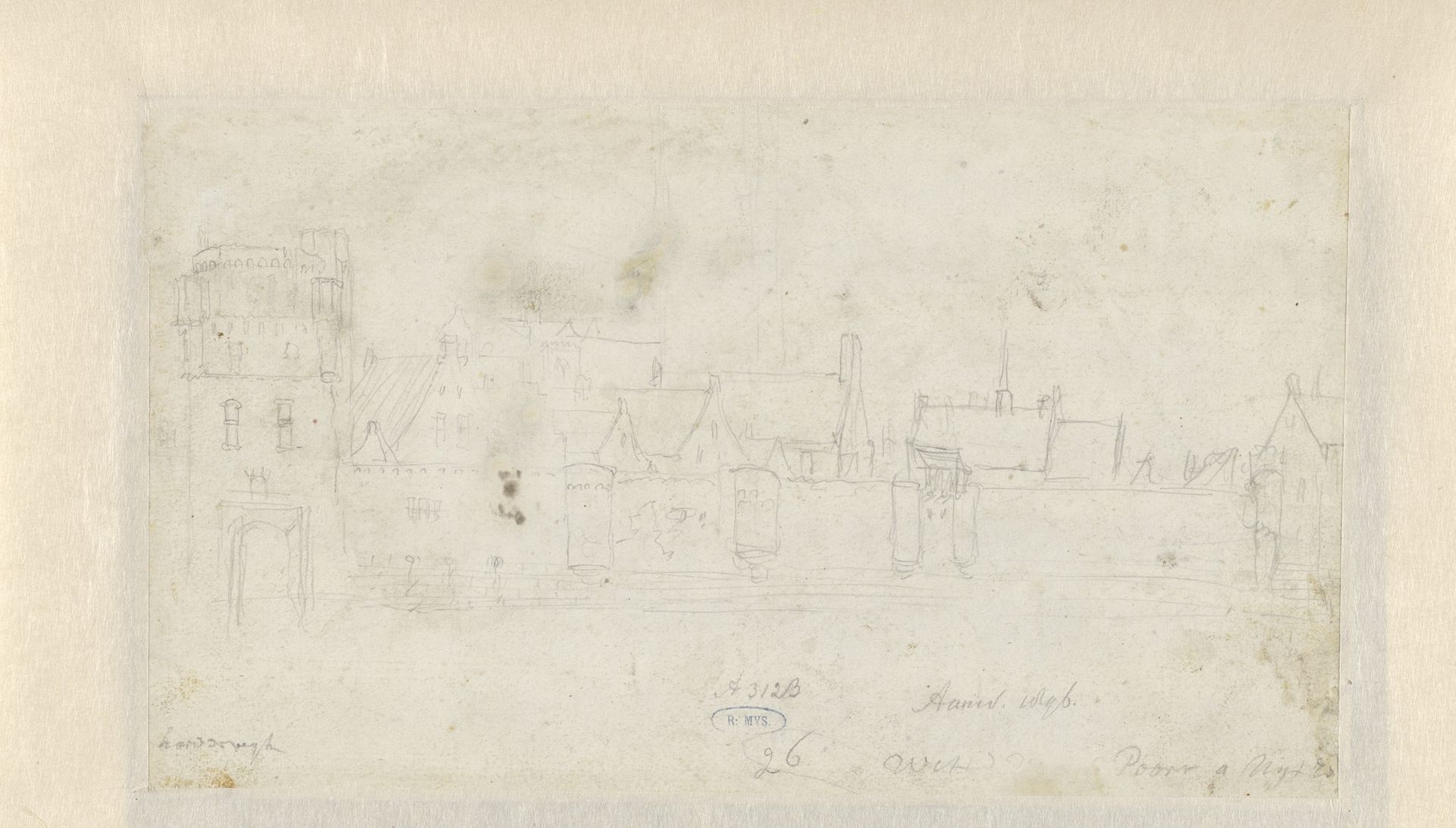 Vispoort te Harderwijk met de oude stadswallen by Anthonie Waterloo