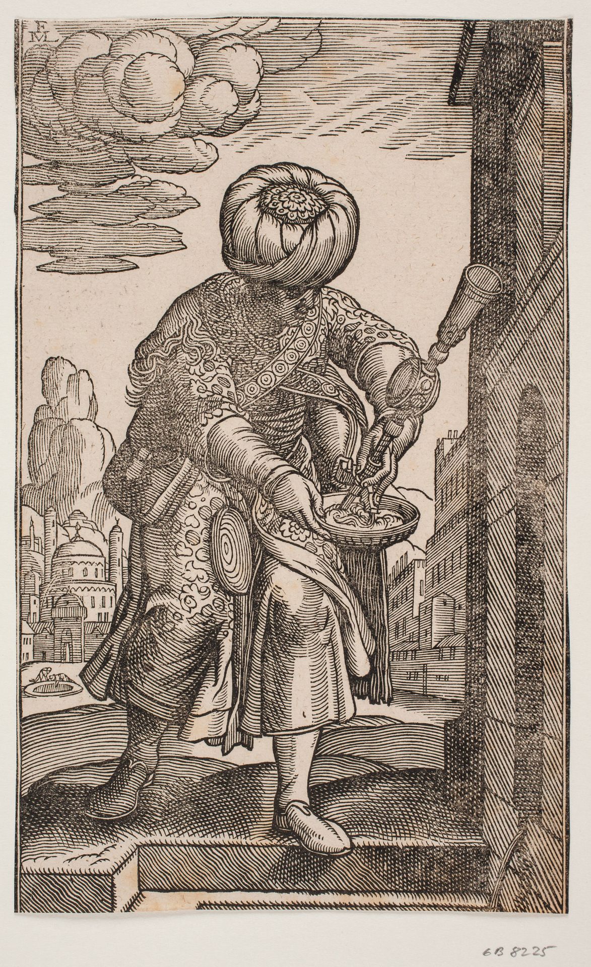 En Saquatz med sin vandsæk under armen by Melchior Lorck