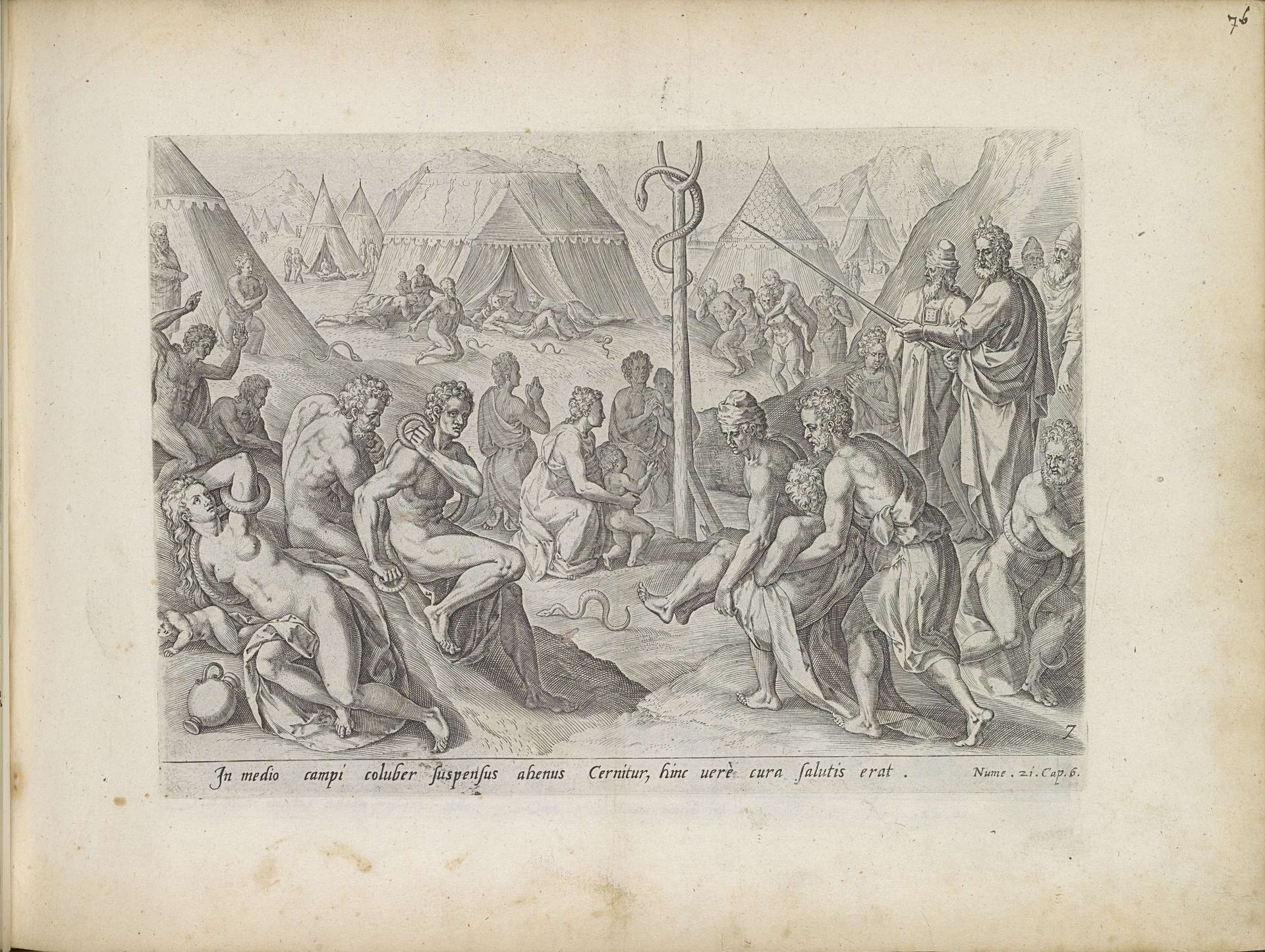 Oprichting van de koperen slang by Johann Sadeler I