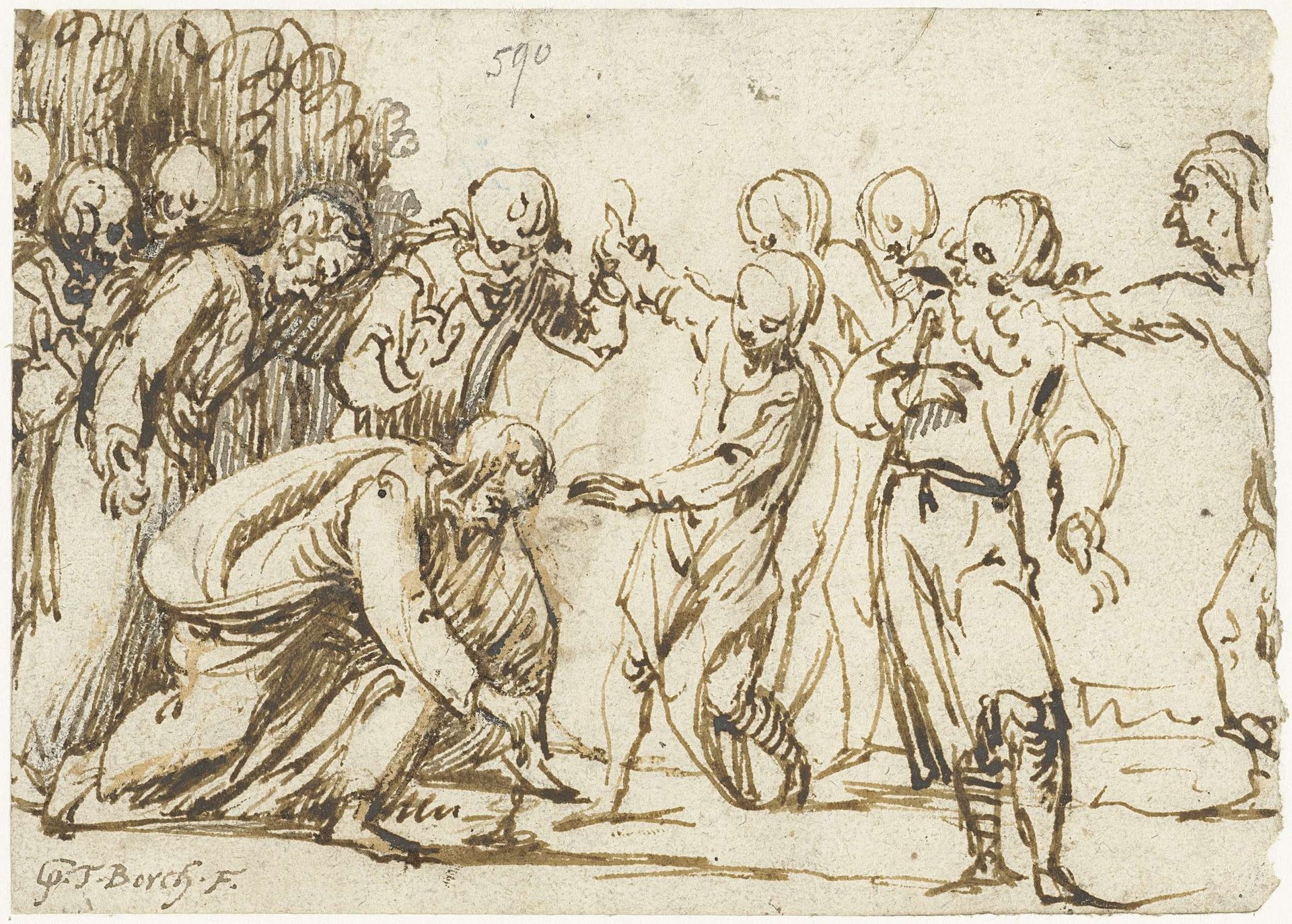 Christus en de overspelige vrouw by Gerard ter (I) Borch