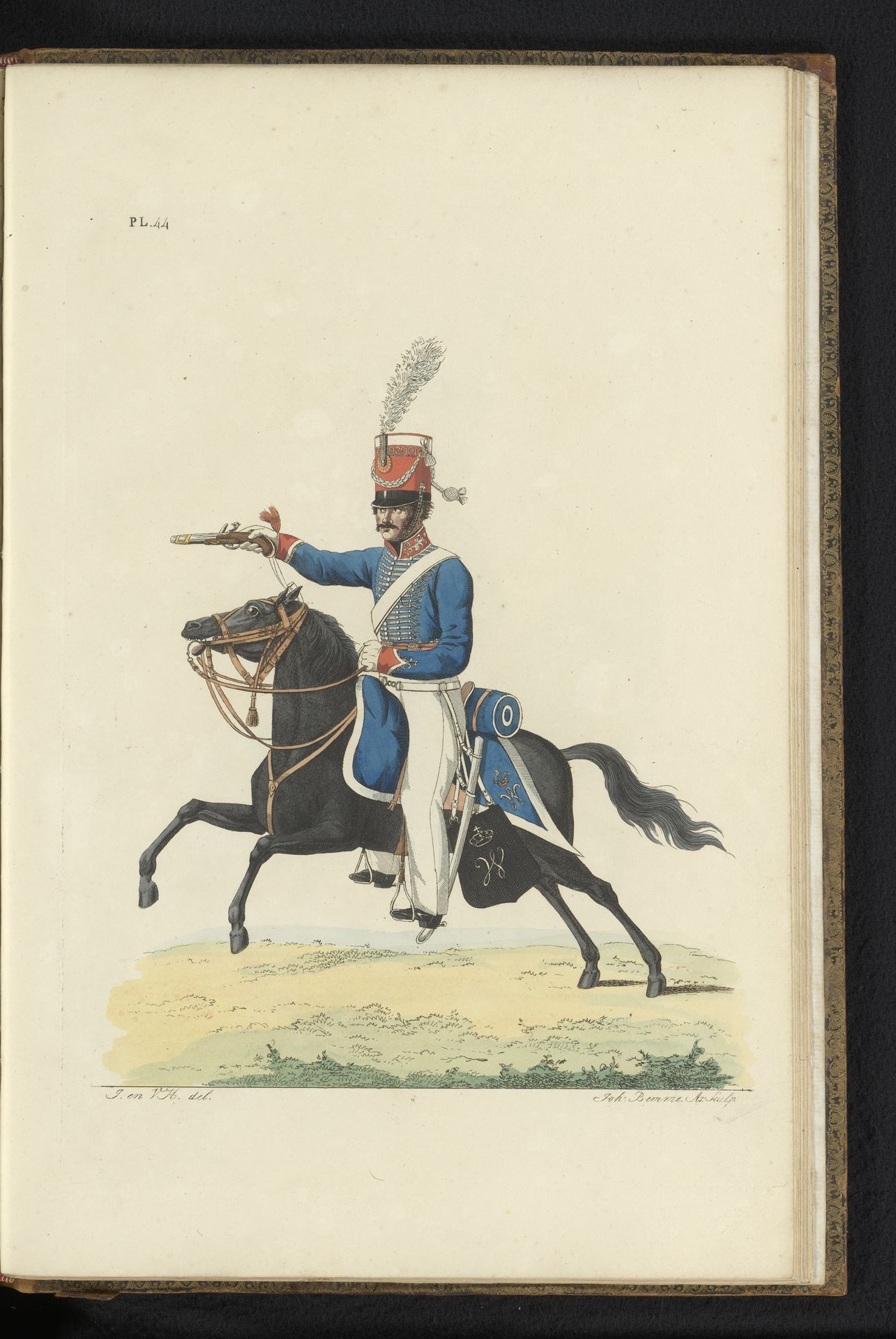 Hussaar, te paard, Troepen in de Oost-Indiën by Joannes Bemme