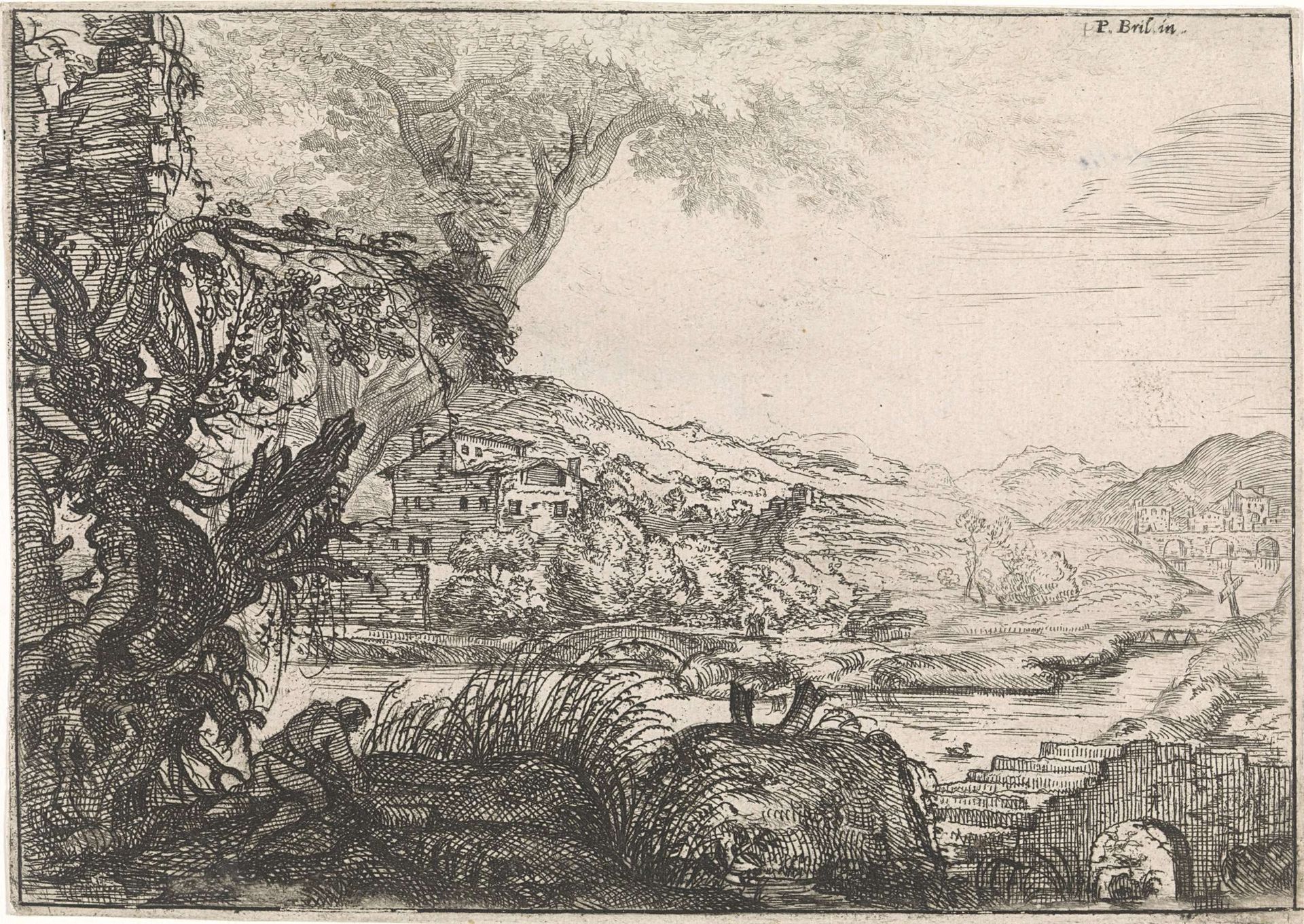 Landschap met een man by Anonymous