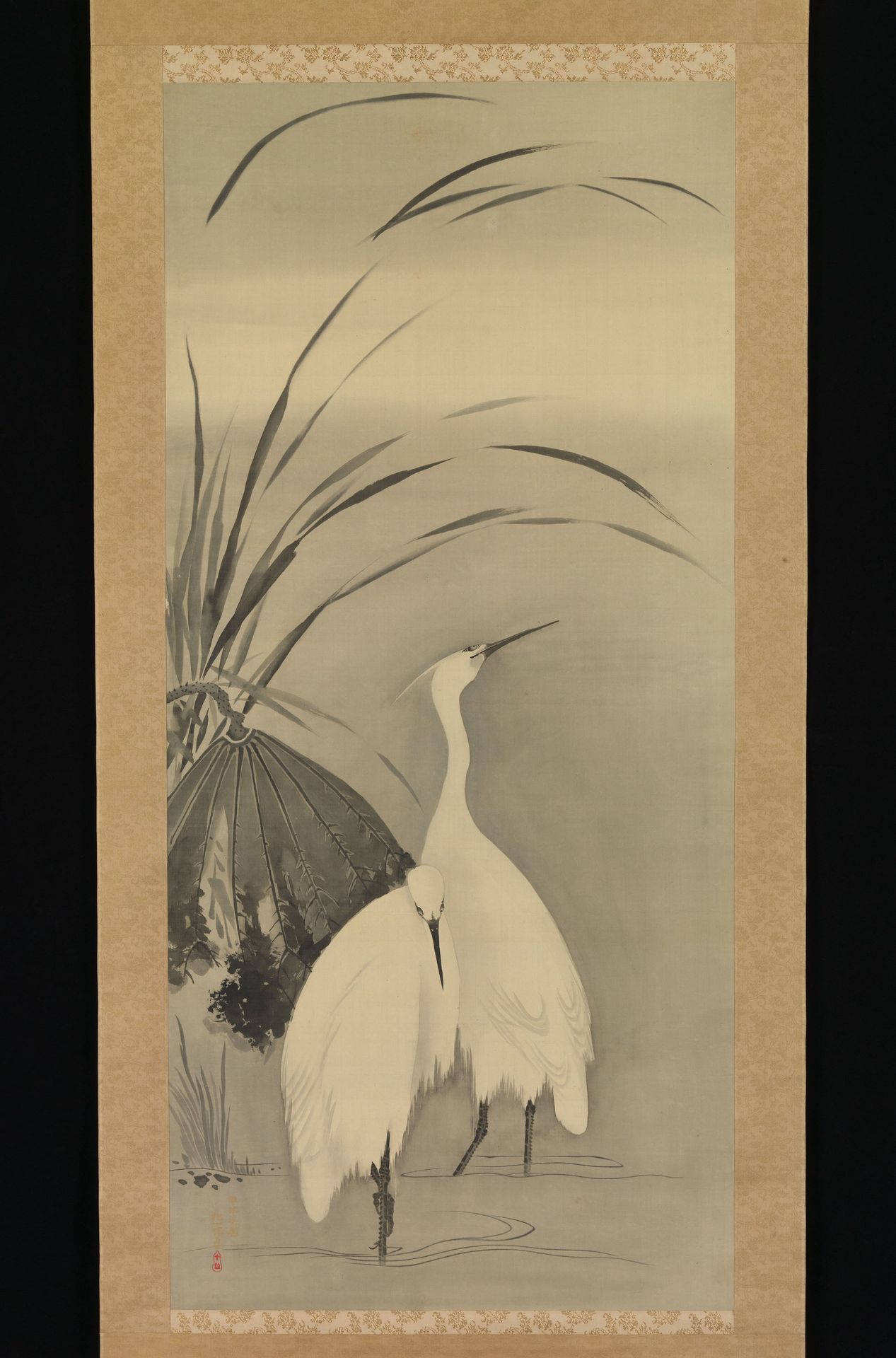 Two Egrets and Lotus by Sakai Hōitsu