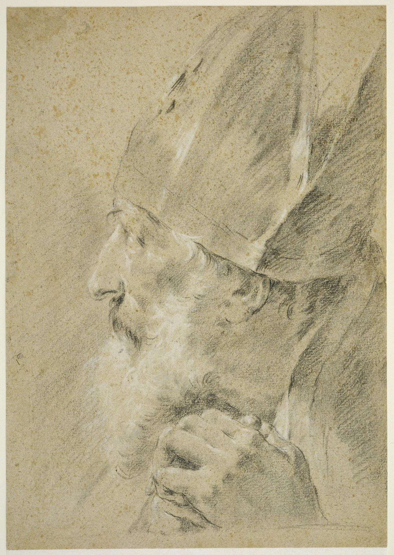 Head of a Bishop in Profile by Giovanni Battista Piazzetta