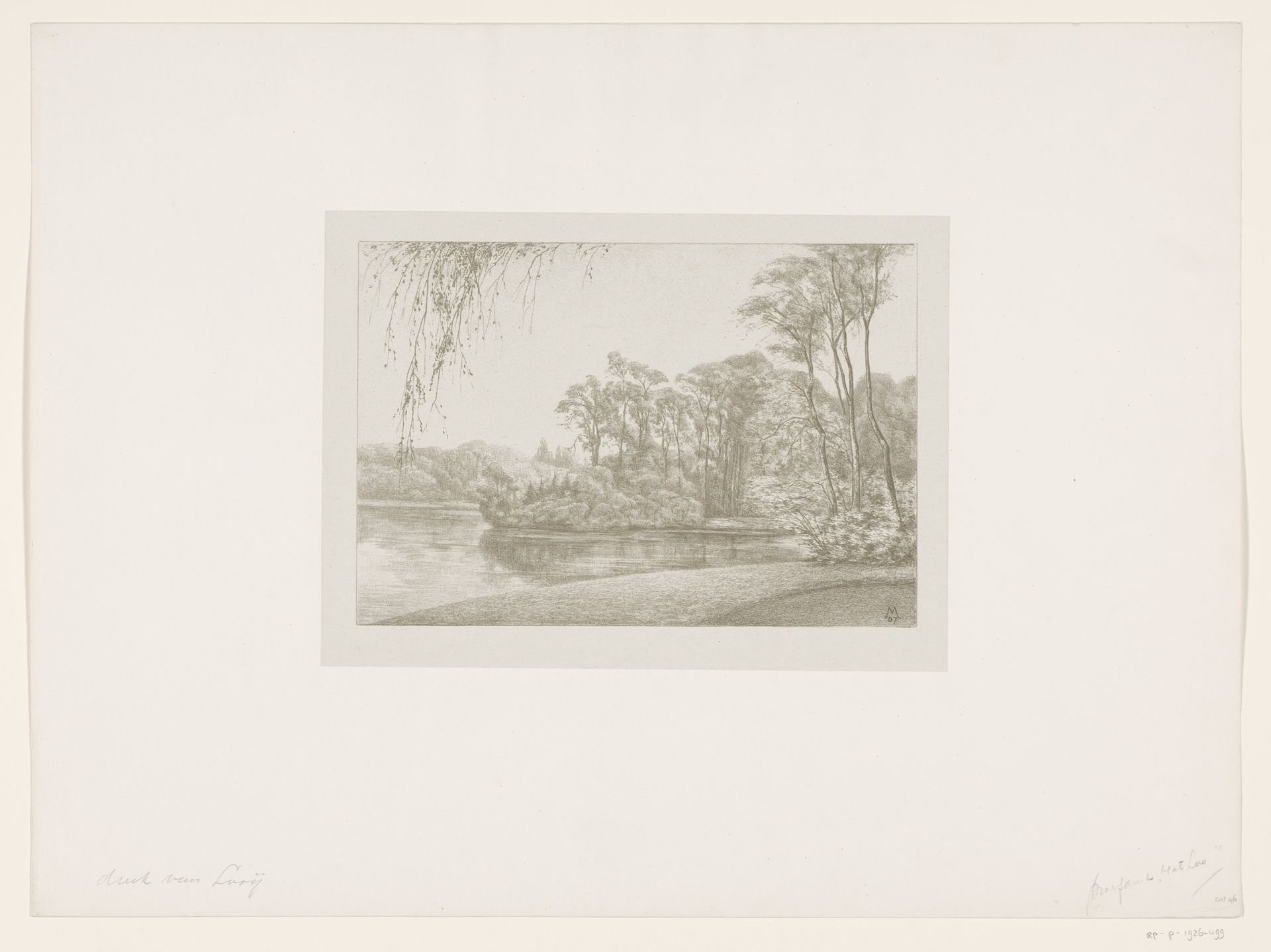 Gezicht op een vijver bij Paleis het Loo by Simon Moulijn