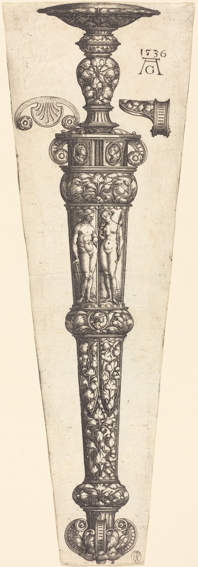 Large Dagger Sheath with Nude Couple by Heinrich Aldegrever