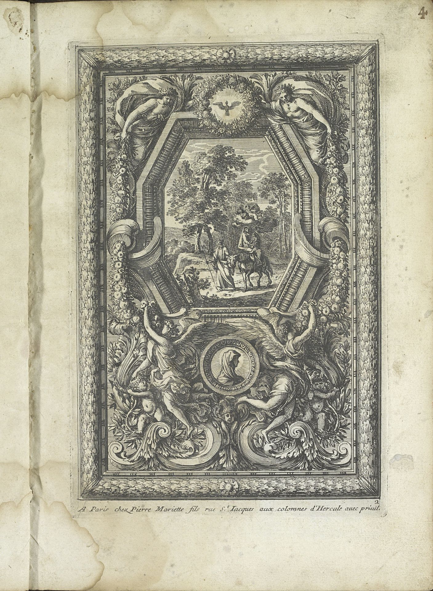 Paneel met afbeelding van Vlucht naar Egypte by Jean Lepautre