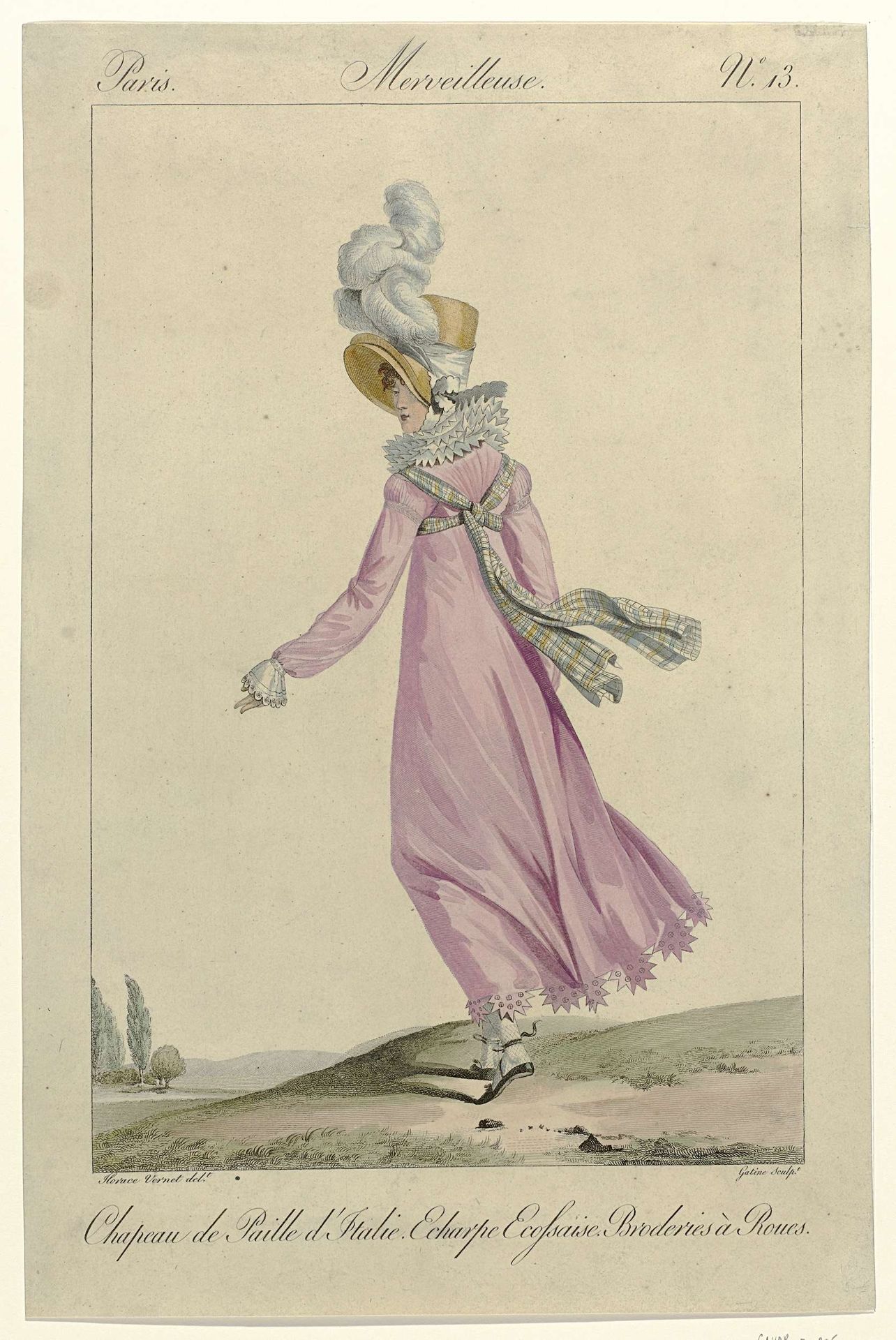 Incroyables et Merveilleuses, 1812, Merveilleuse, No. 13: Chapeau de Paille d'Itali (...) by Georges Jacques Gatine