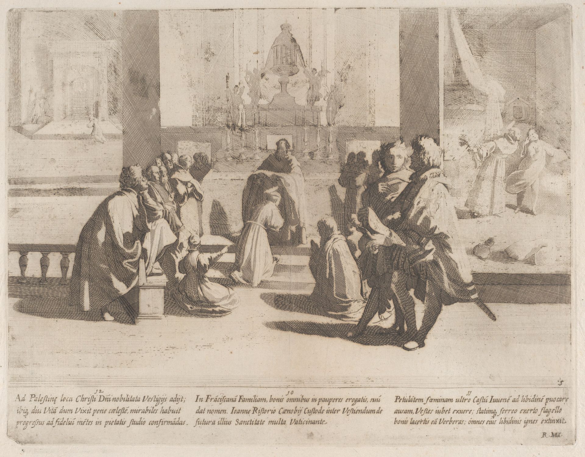 Episode 10: Saint Bernardino enters the Franciscan Order; Episode 11: Saint Bernardino flagellates a libidinous woman; Episode 12: Saint Bernardino travels by foot to Palestine, from "The Life of Saint Bernardino of Siena" by Bernardino Capitelli