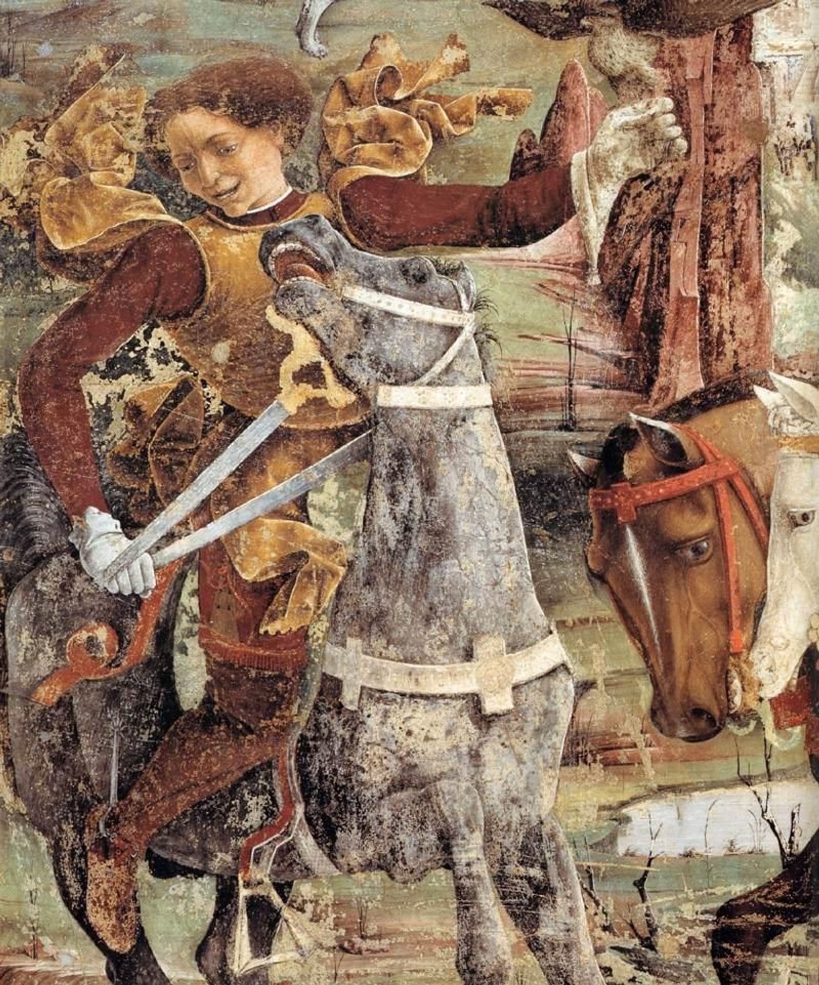Allegory of March – Triumph of Minerva and Sign of Aries. Frescos in Palazzo Schifanoia (detail) by Francesco del Cossa