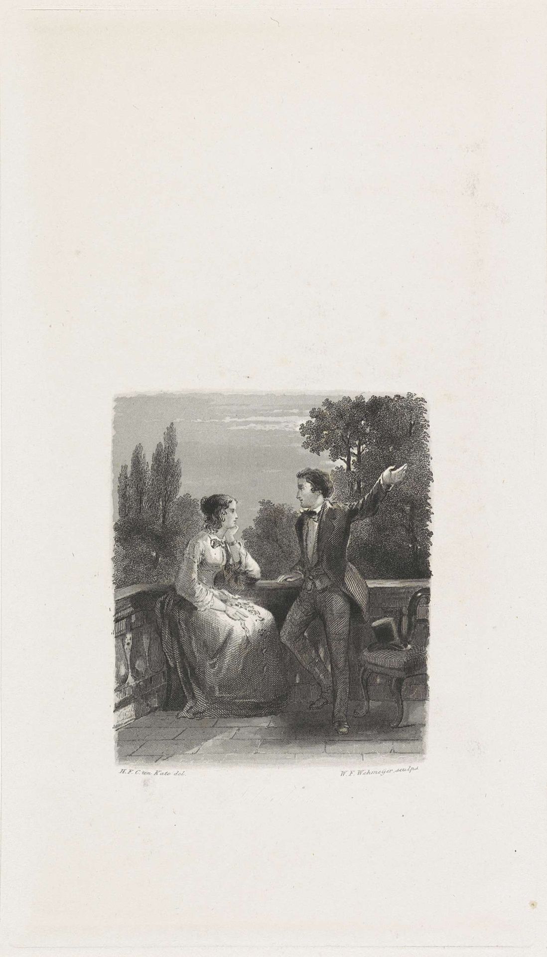 Jong paar op een terras by Willem Frederik Wehmeyer