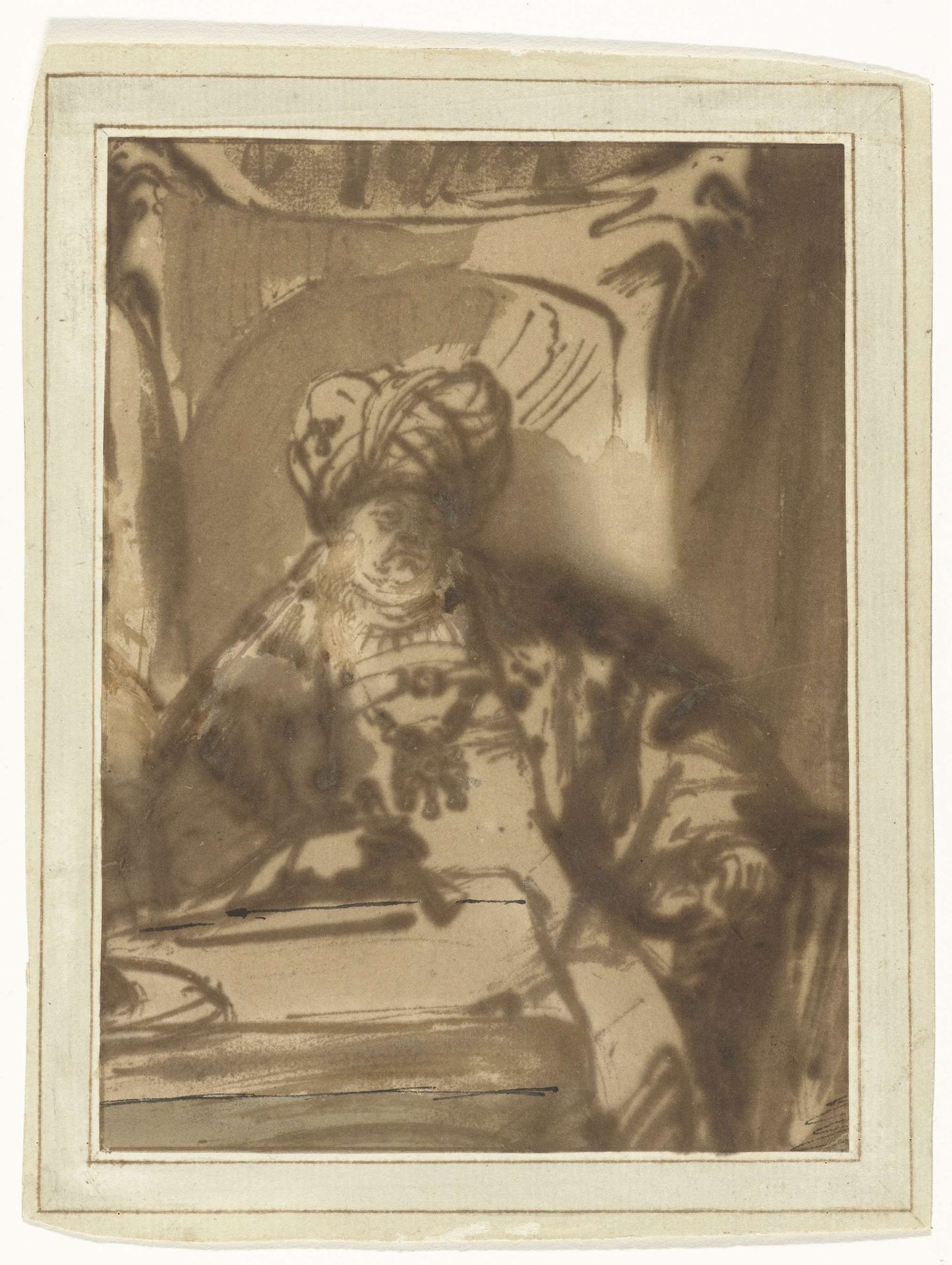 The Actor Willem Bartholsz Ruyter as King Ahasuerus on his Throne by Rembrandt van Rijn