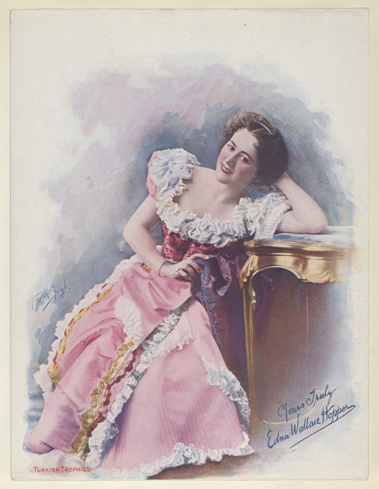 Edna Wallace Hopper, from the Actresses series (T1), distributed by the American Tobacco Co. to promote Turkish Trophies Cigarettes by Frederick Moladore Spiegle