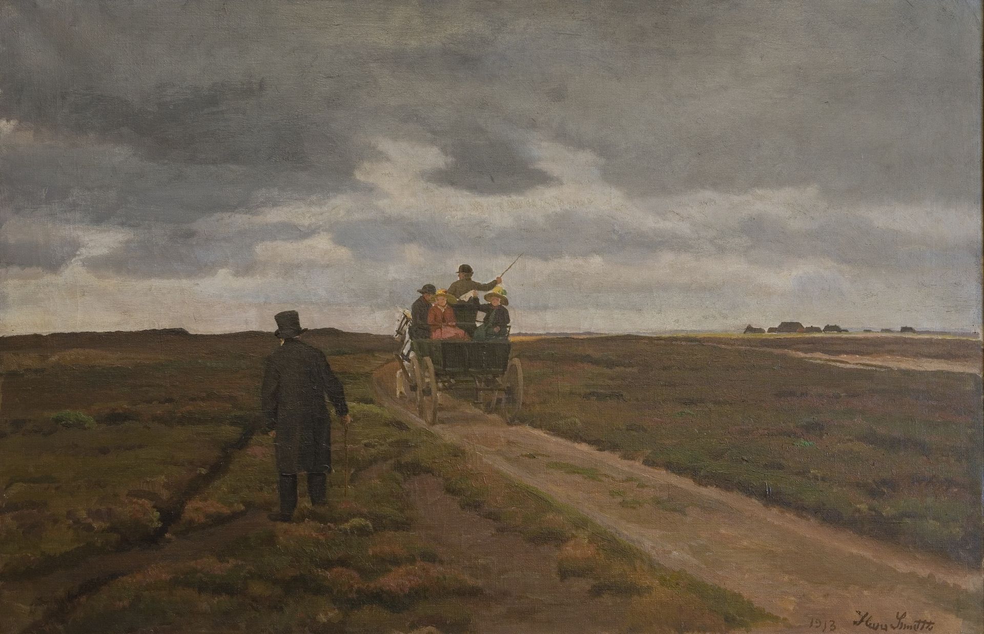 Hedelandskab med en dagvogn by Hans Smidth