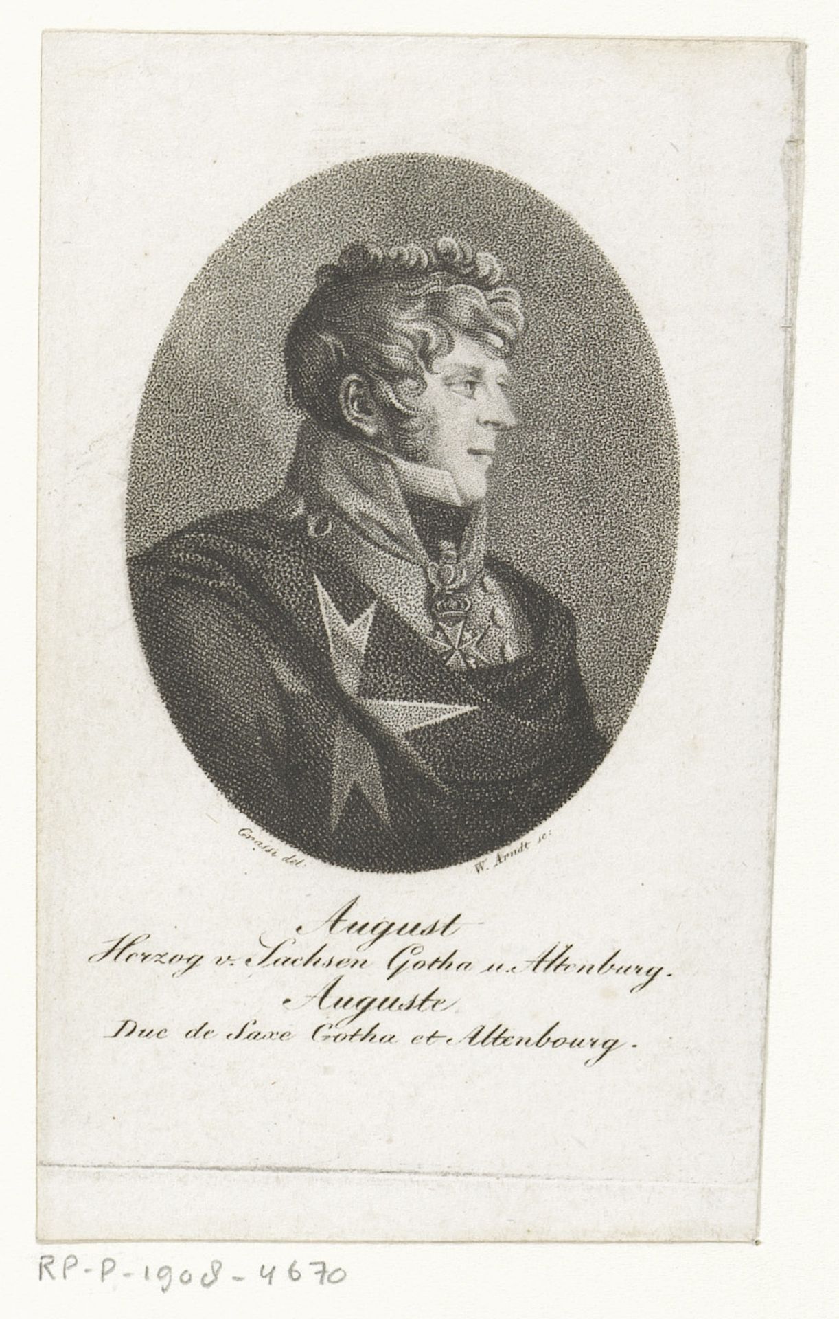 Portret van August van Saksen-Gotha-Altenburg by Wilhelm Arndt