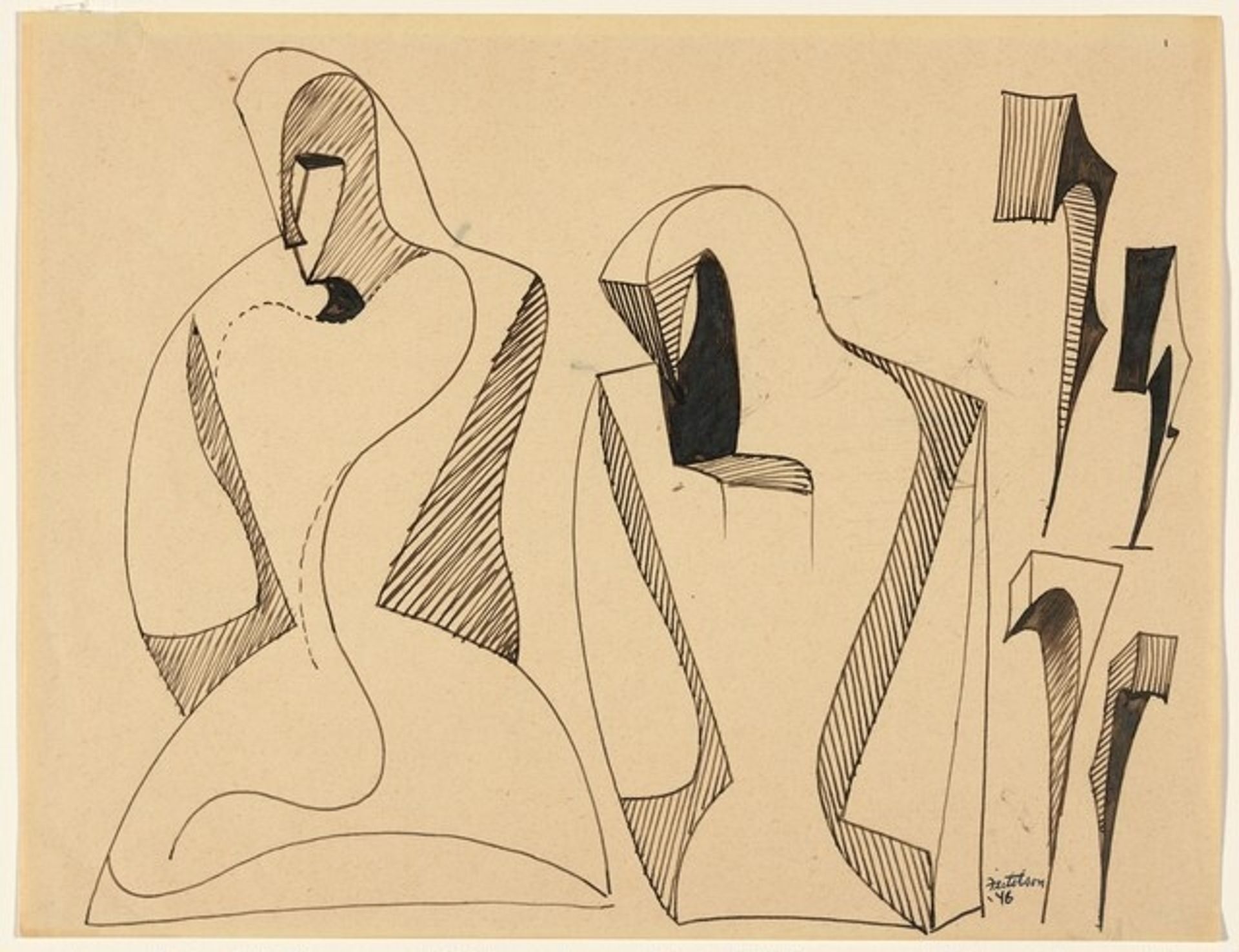 Figure Evolving into Magical Forms by Lorser Feitelson
