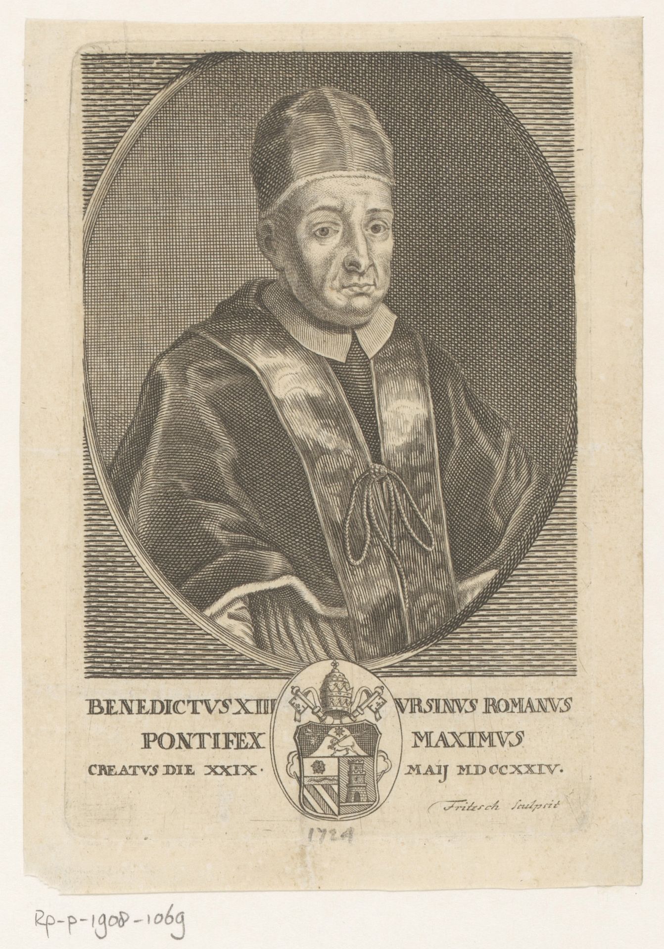 Portret van paus Benedictus XIII by Christian Fritzsch