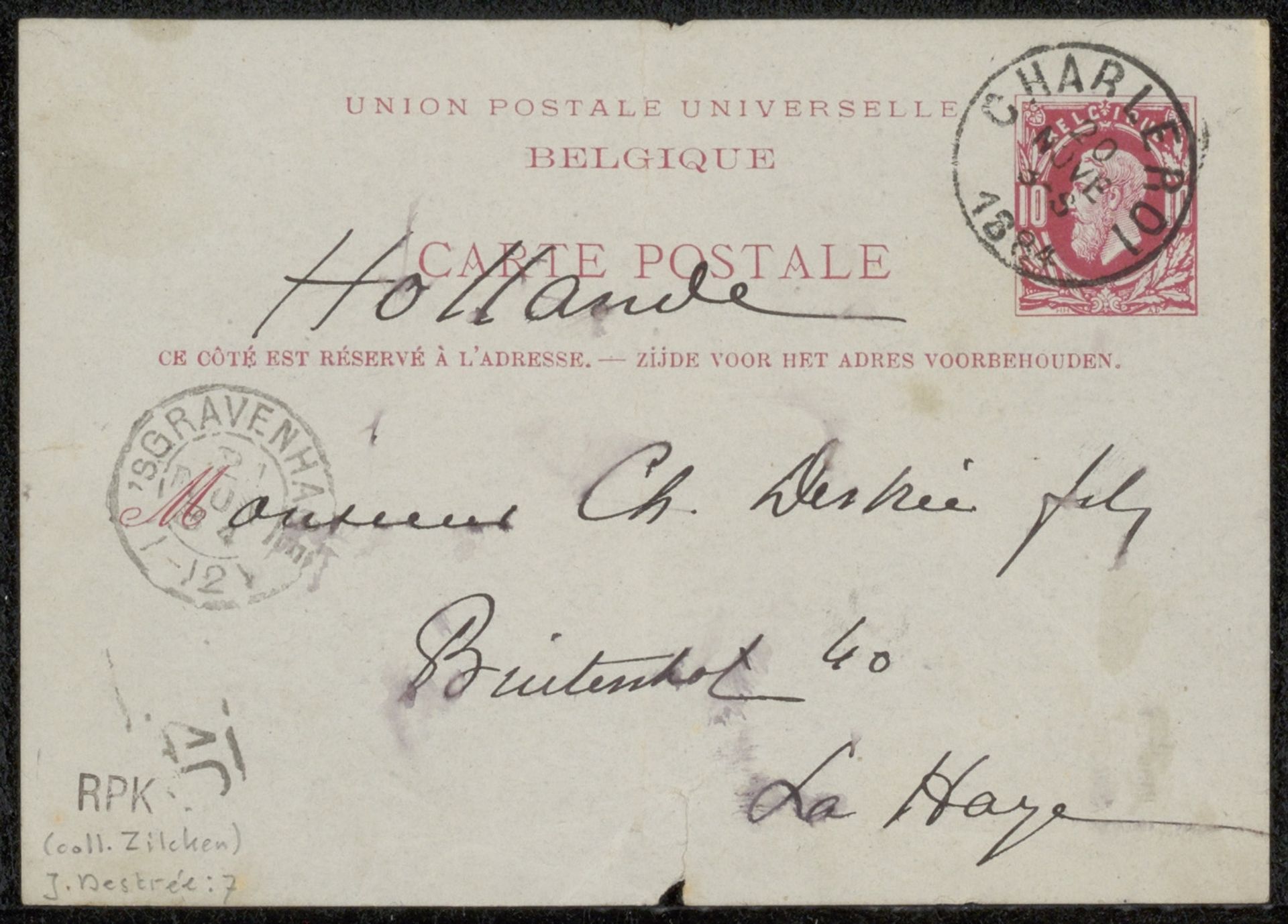Briefkaart aan Charles Destrée by Jules Destrée