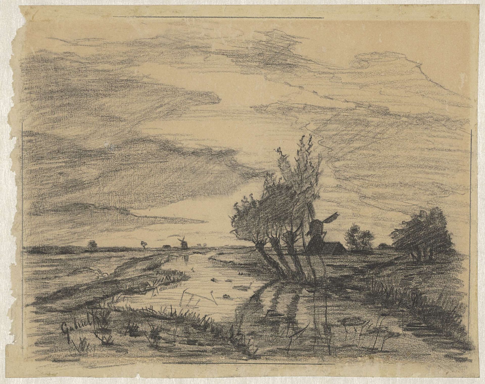 Een wetering bij Abcoude by Paul Joseph Constantin Gabriël