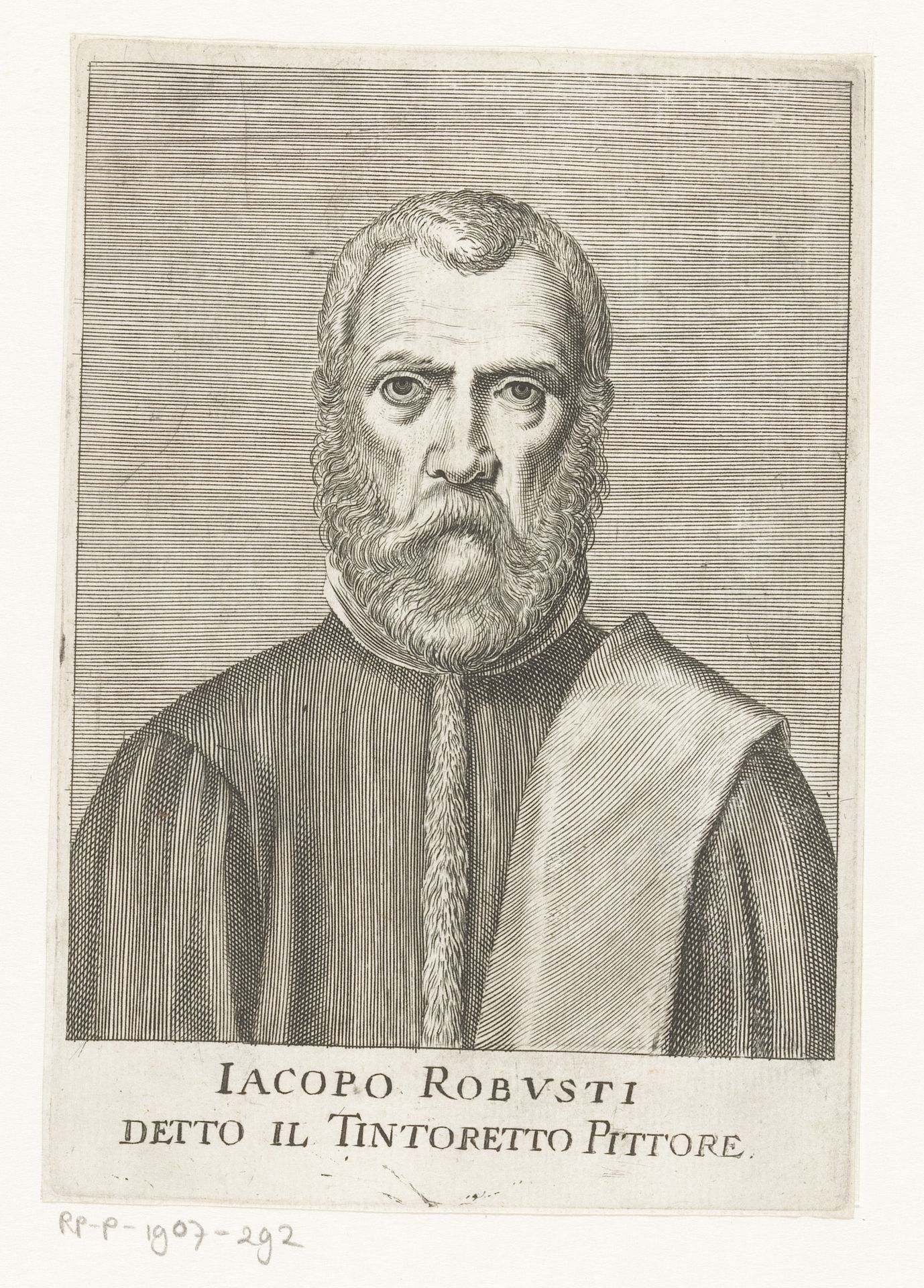 Portret van schilder Jacopo Tintoretto by Monogrammist IP (Italië)