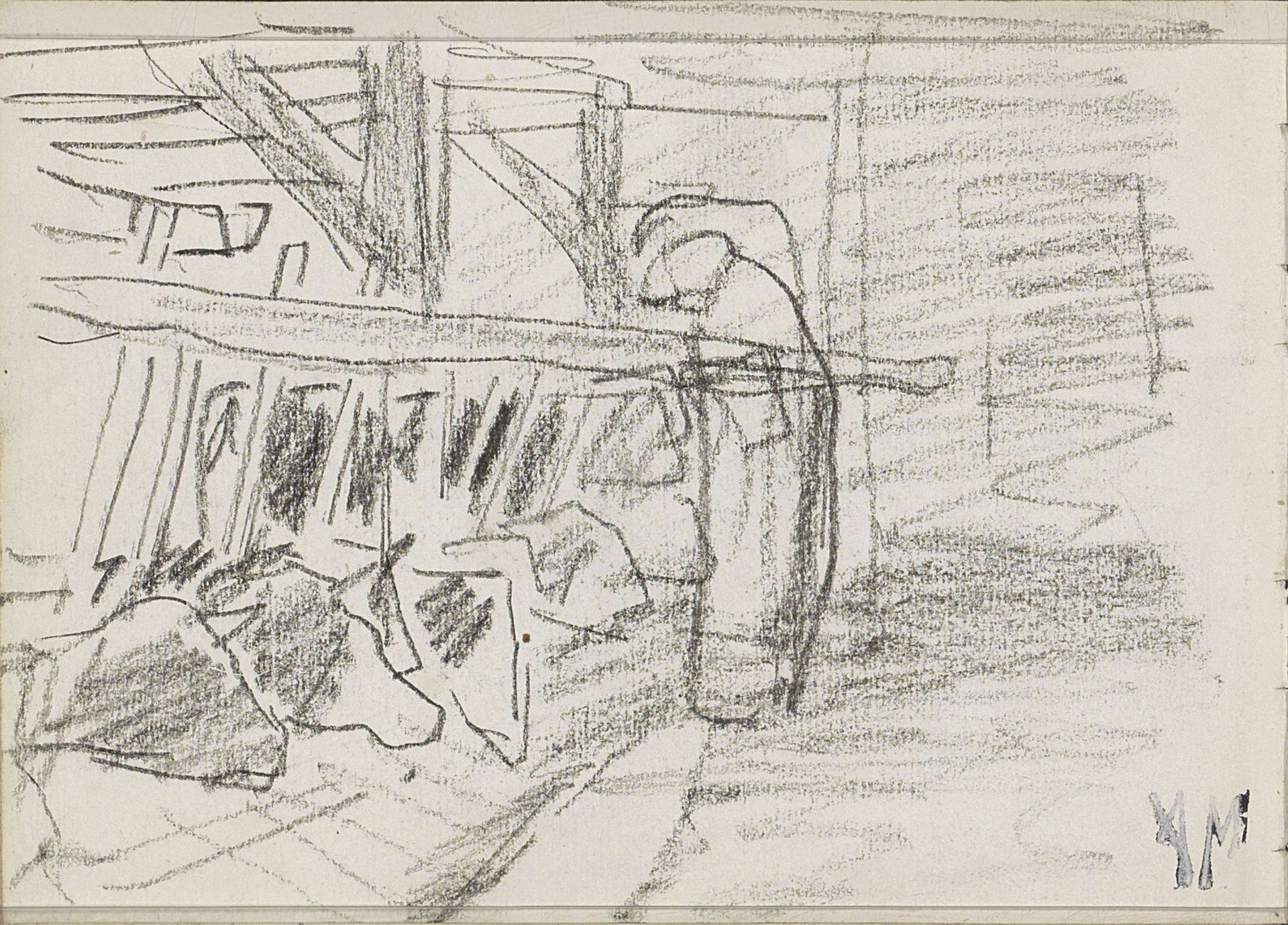 Vrouw in een koeienstal by Anton Mauve