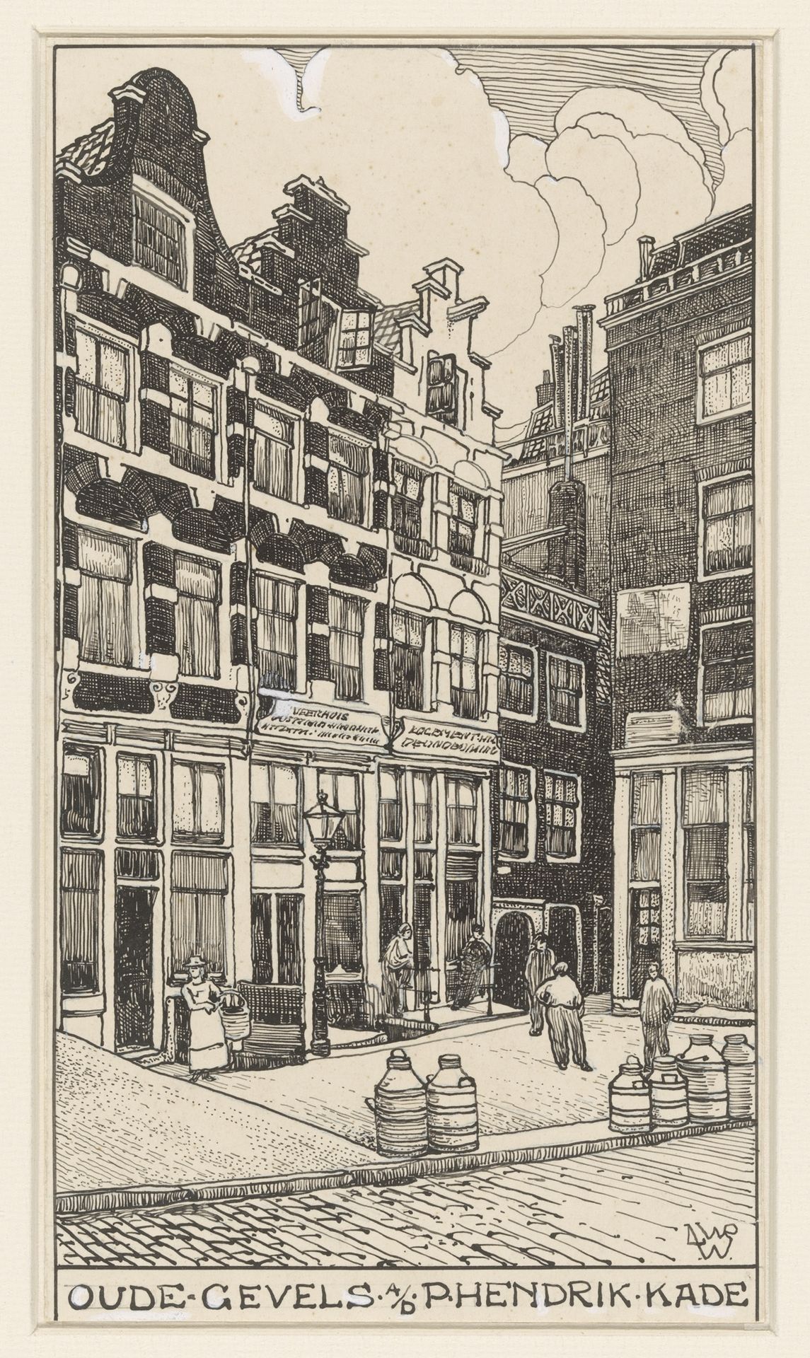 Oude gevels aan de Prins Hendrik Kade te Amsterdam by Willem Wenckebach