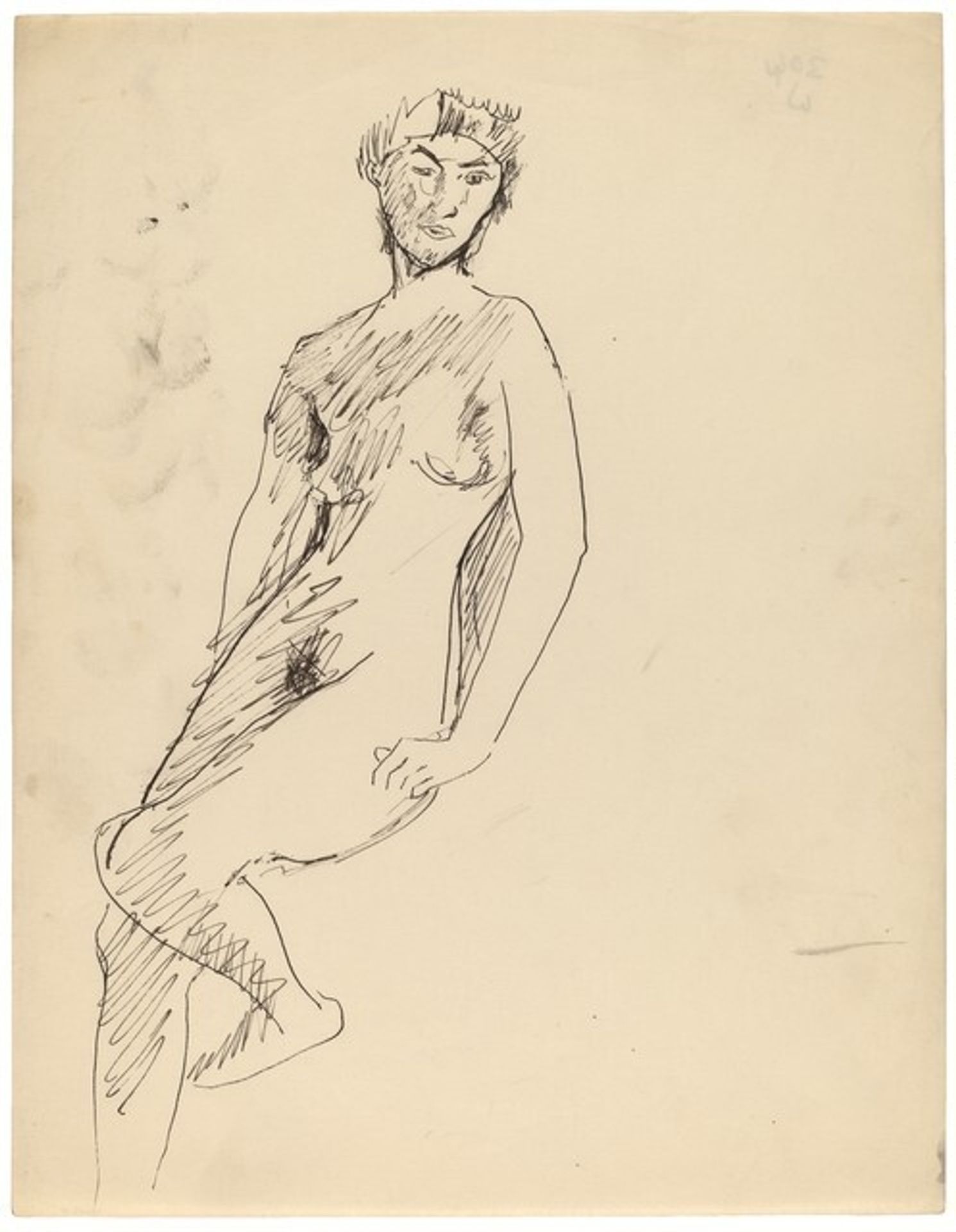 Standing Female Nude Turned to the Left, Head Turned to Viewer by Mark Rothko