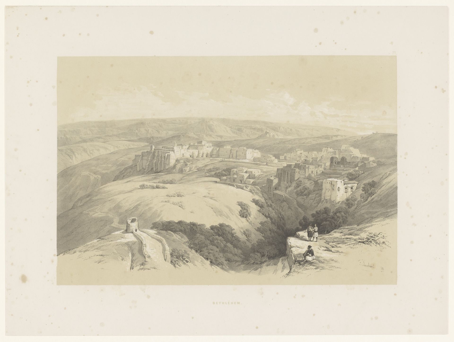 Berglandschap met gezicht op Bethlehem by François Stroobant