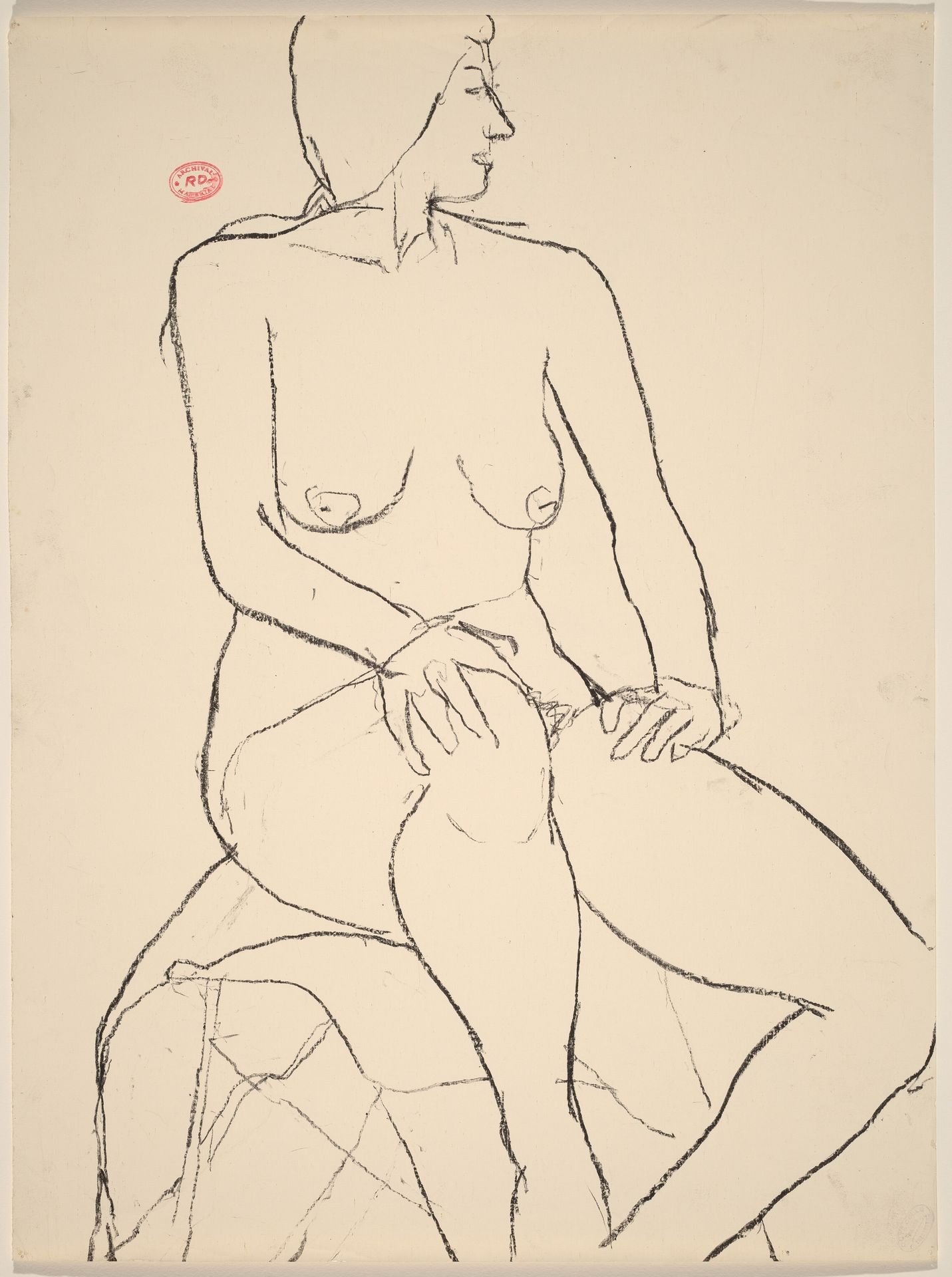Untitled [seated nude resting her hands on her legs] by Richard Diebenkorn
