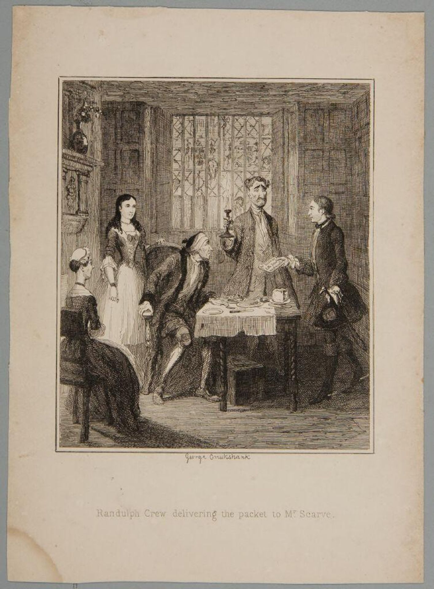 Randulph Crew Delivering the Packet to Mr. Scarve by George Cruikshank