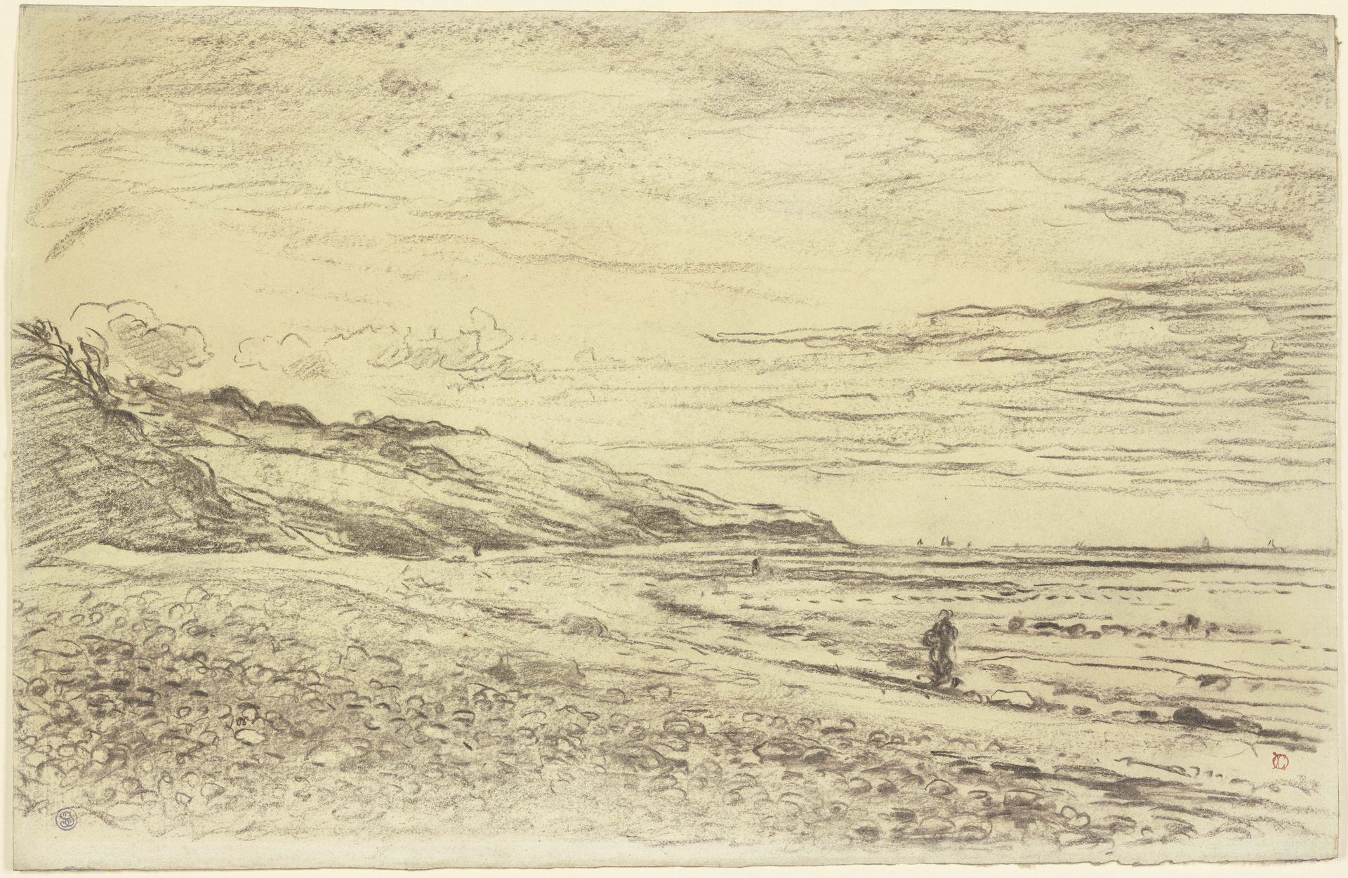 Steinige Meeresküste, vorne links Hügel by Charles François Daubigny