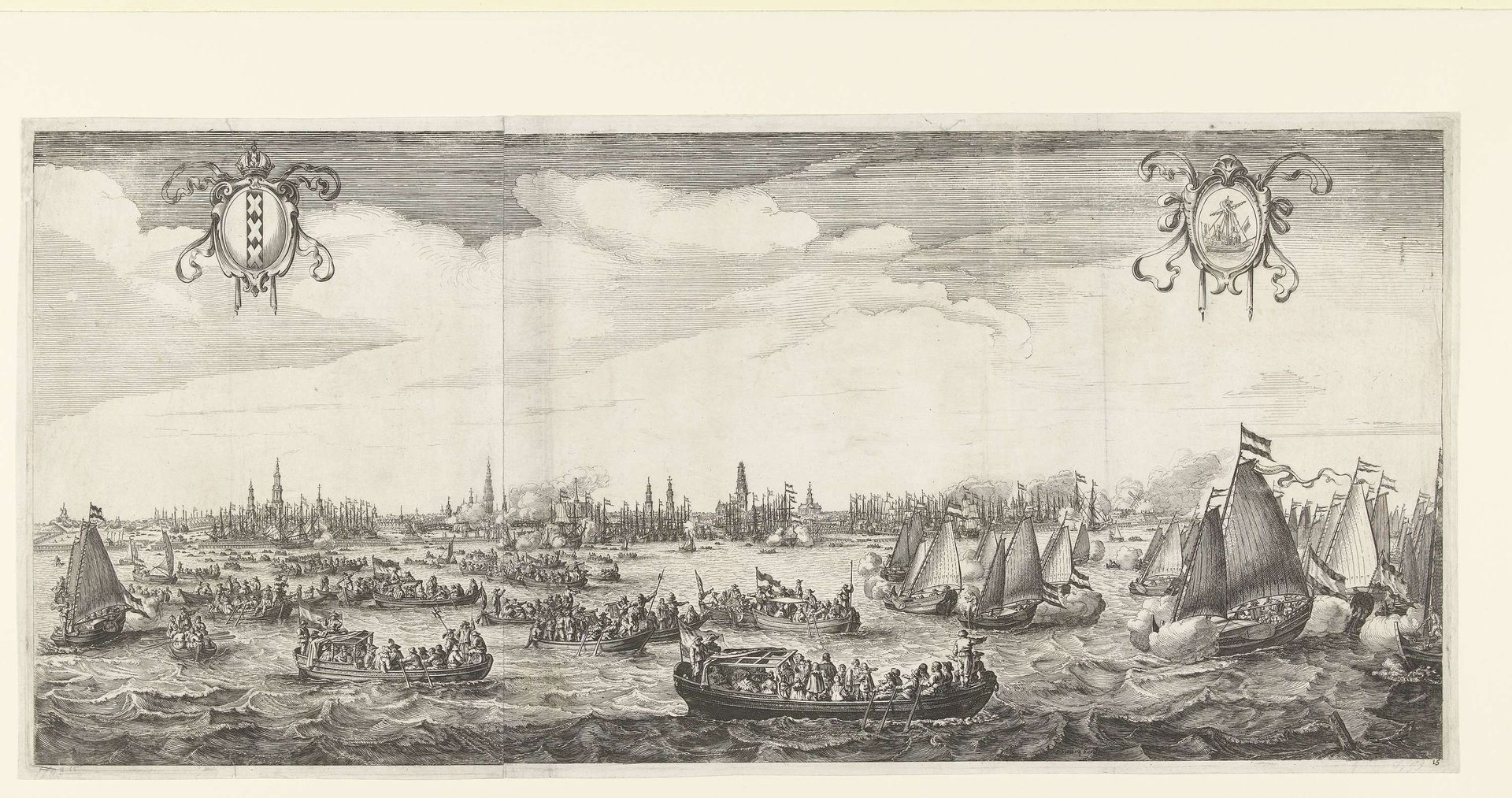 Spelevaart op het IJ, 1638 by Salomon Savery