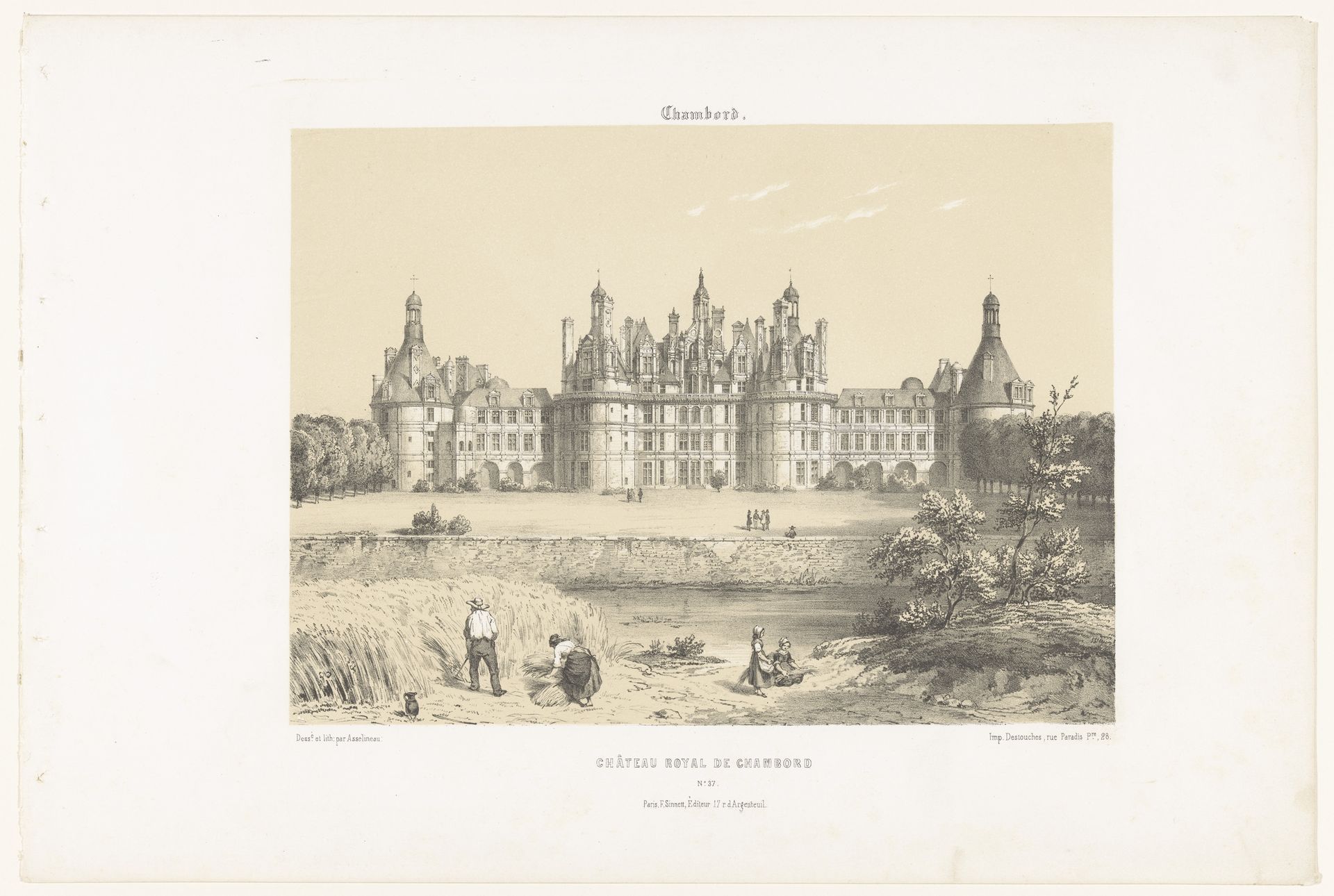 Zicht op het kasteel van Chambord aan de Loire by Léon Auguste Asselineau