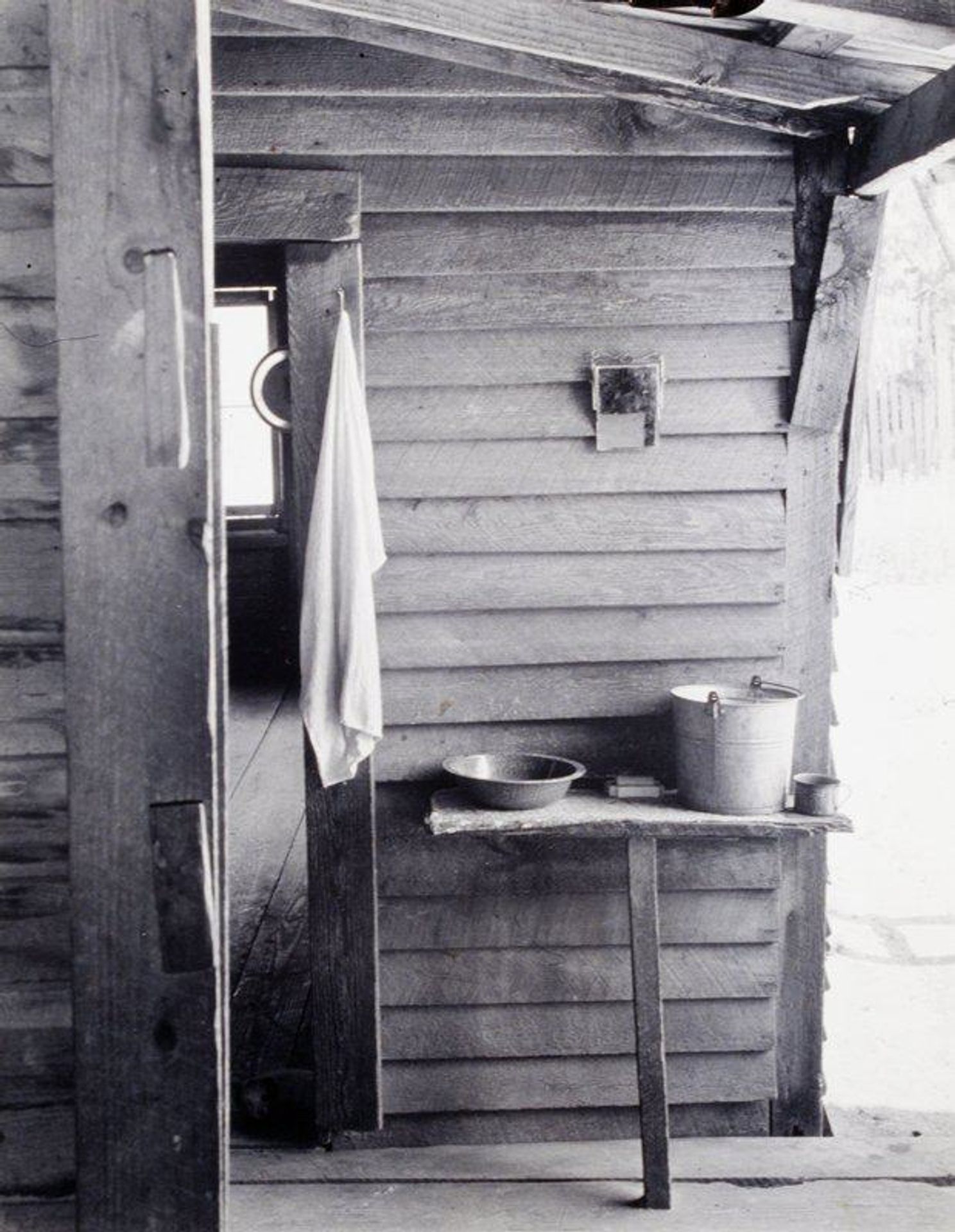 Washroom in the Dog Run of Floyd Burroughs' Home by Walker Evans