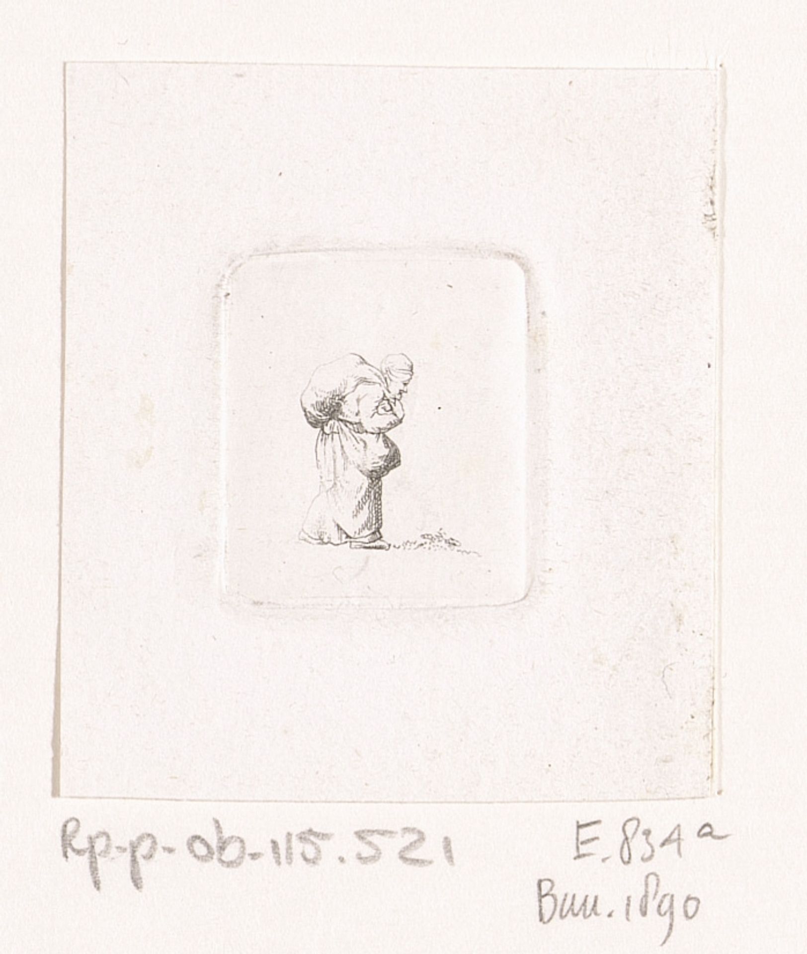 Vluchtende vrouw met zak op haar rug by Daniel Nikolaus Chodowiecki