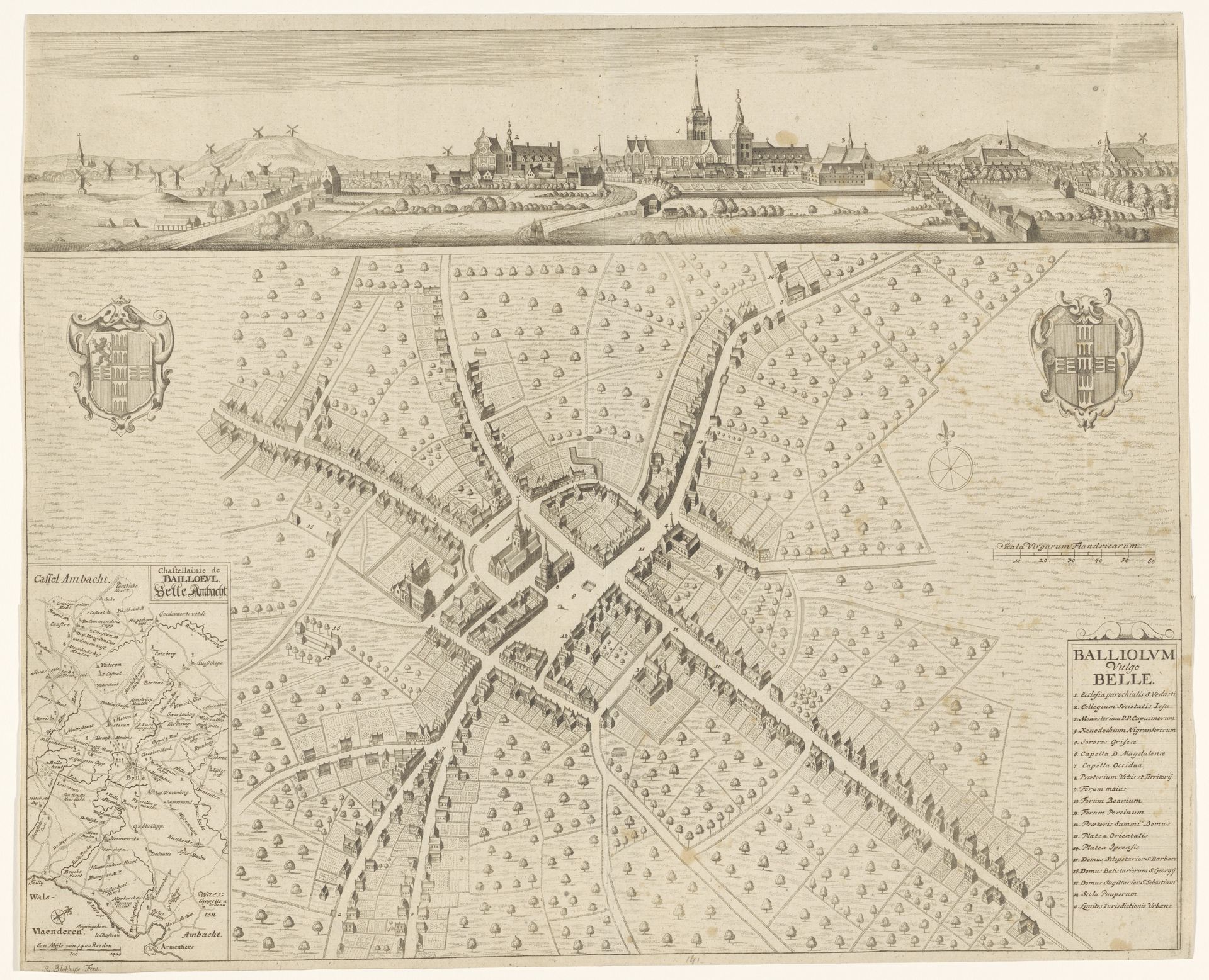 Plattegrond van en gezicht op Belle by Reynier Blokhuysen