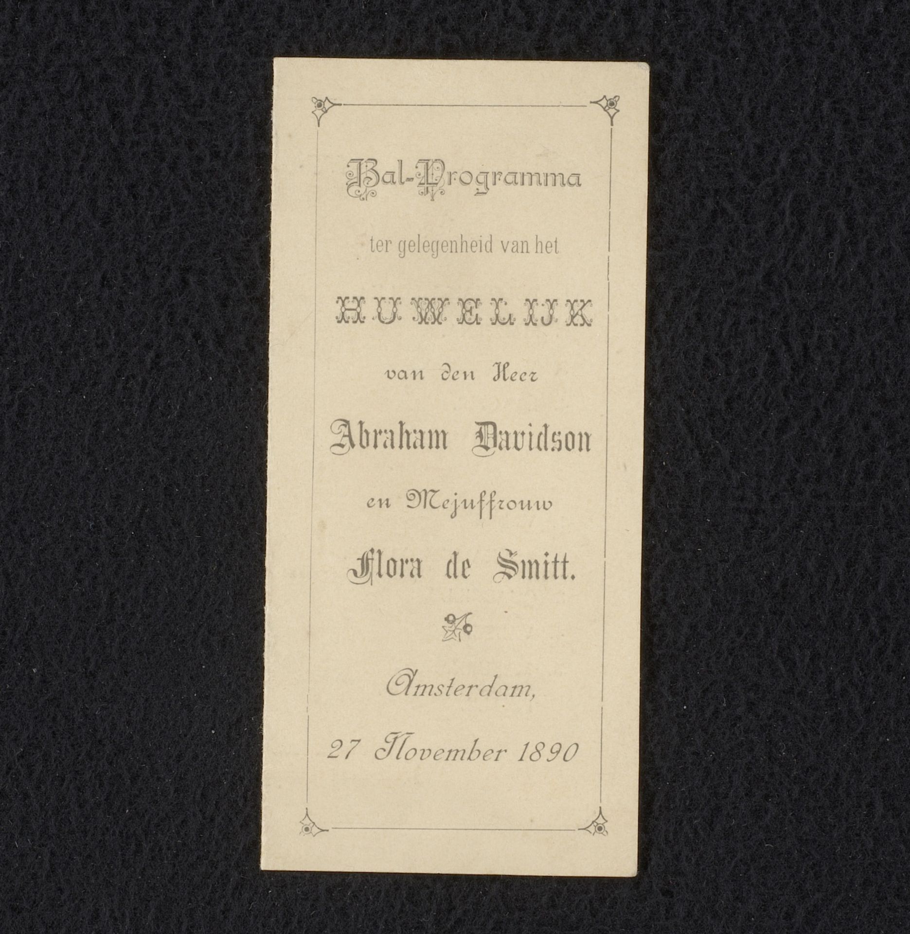 Balboekje voor het huwelijk van Abraham Davidson en Flora de Smitt by Anonymous