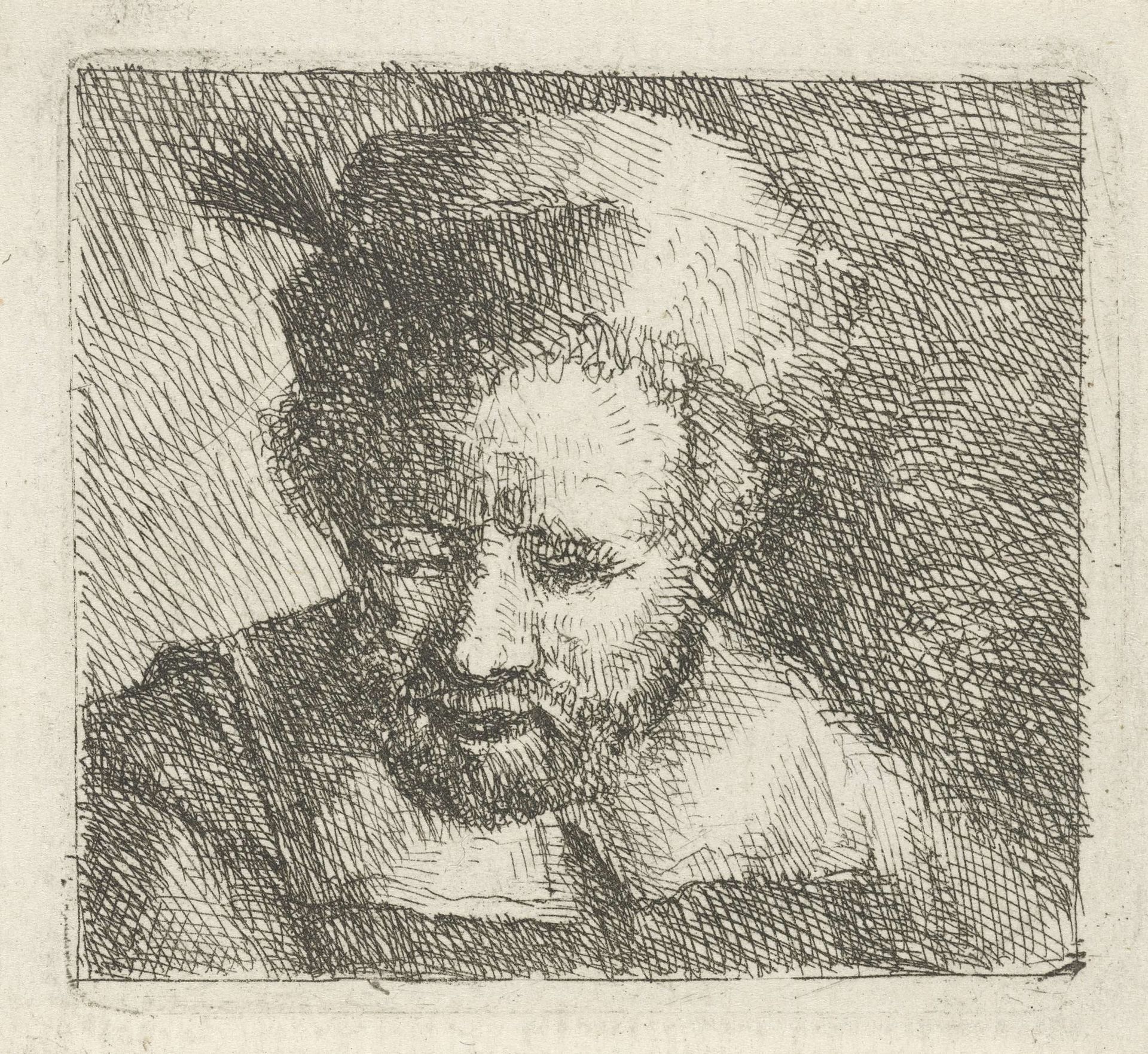 Buste van een man met een muts by Rembrandt van Rijn