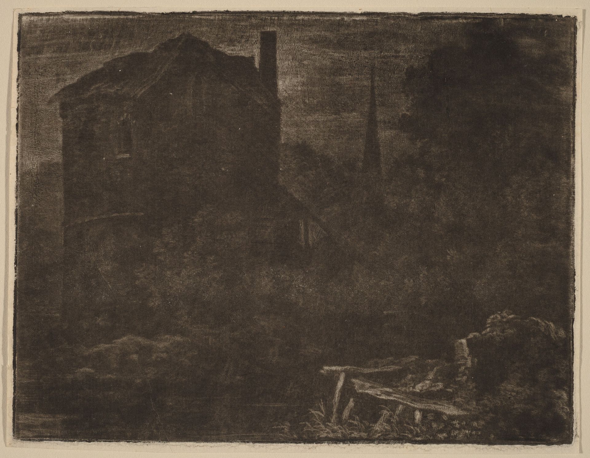 Nocturnal Landscape with House and Church Spire by Allart van Everdingen