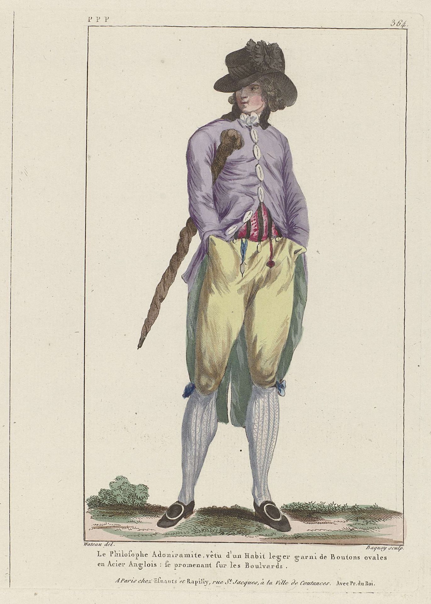 Gallerie des Modes et Costumes Français, 1787, ppp 364 : Le Philosophe Adoniramit (...) by Pierre Charles Baquoy