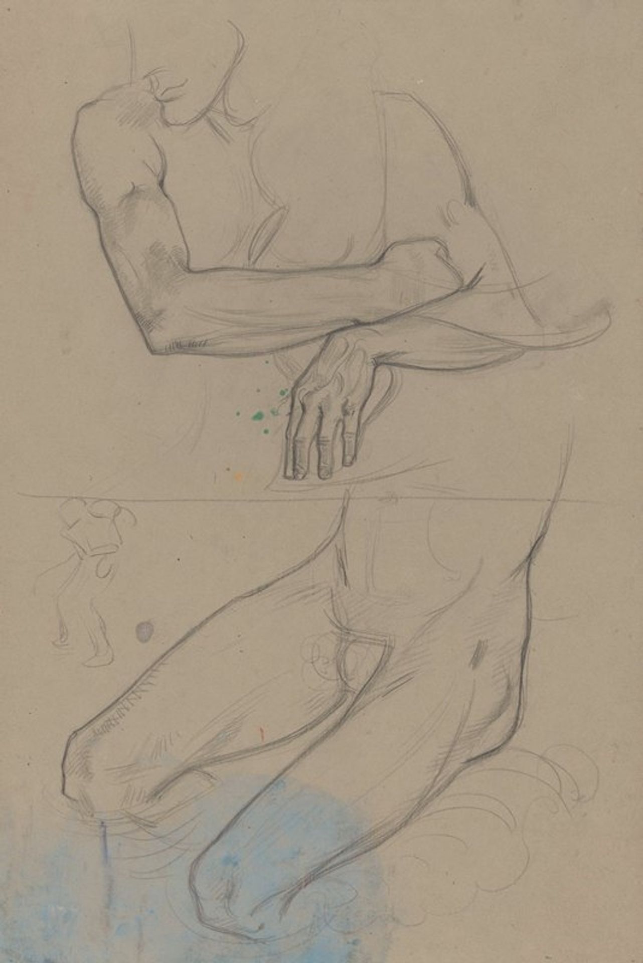 Boven- en onderlichaam van mannelijk naakt met kind by Richard Nicolaüs Roland Holst