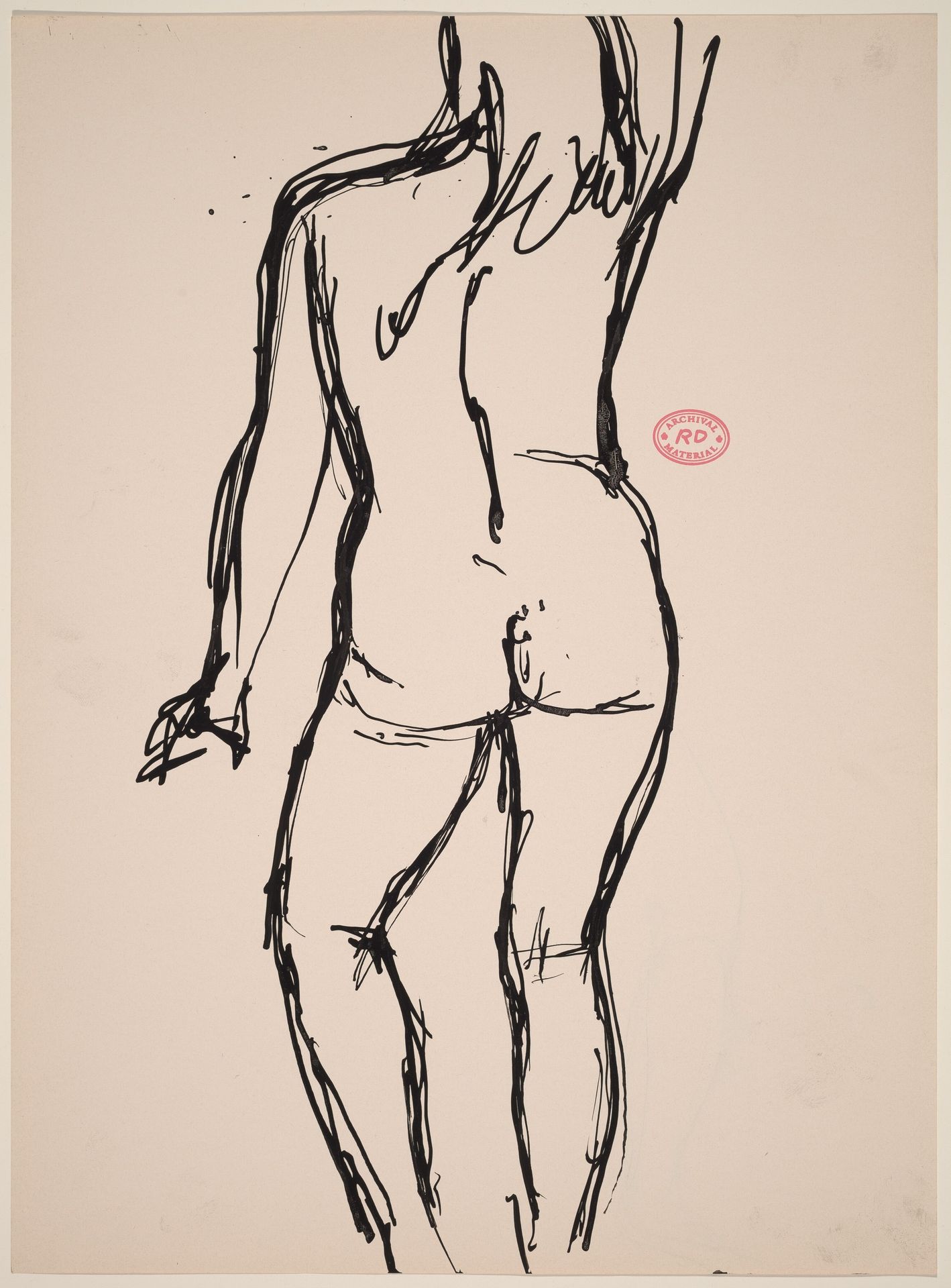 Untitled [back view of standing female nude with right arm raised] by Richard Diebenkorn