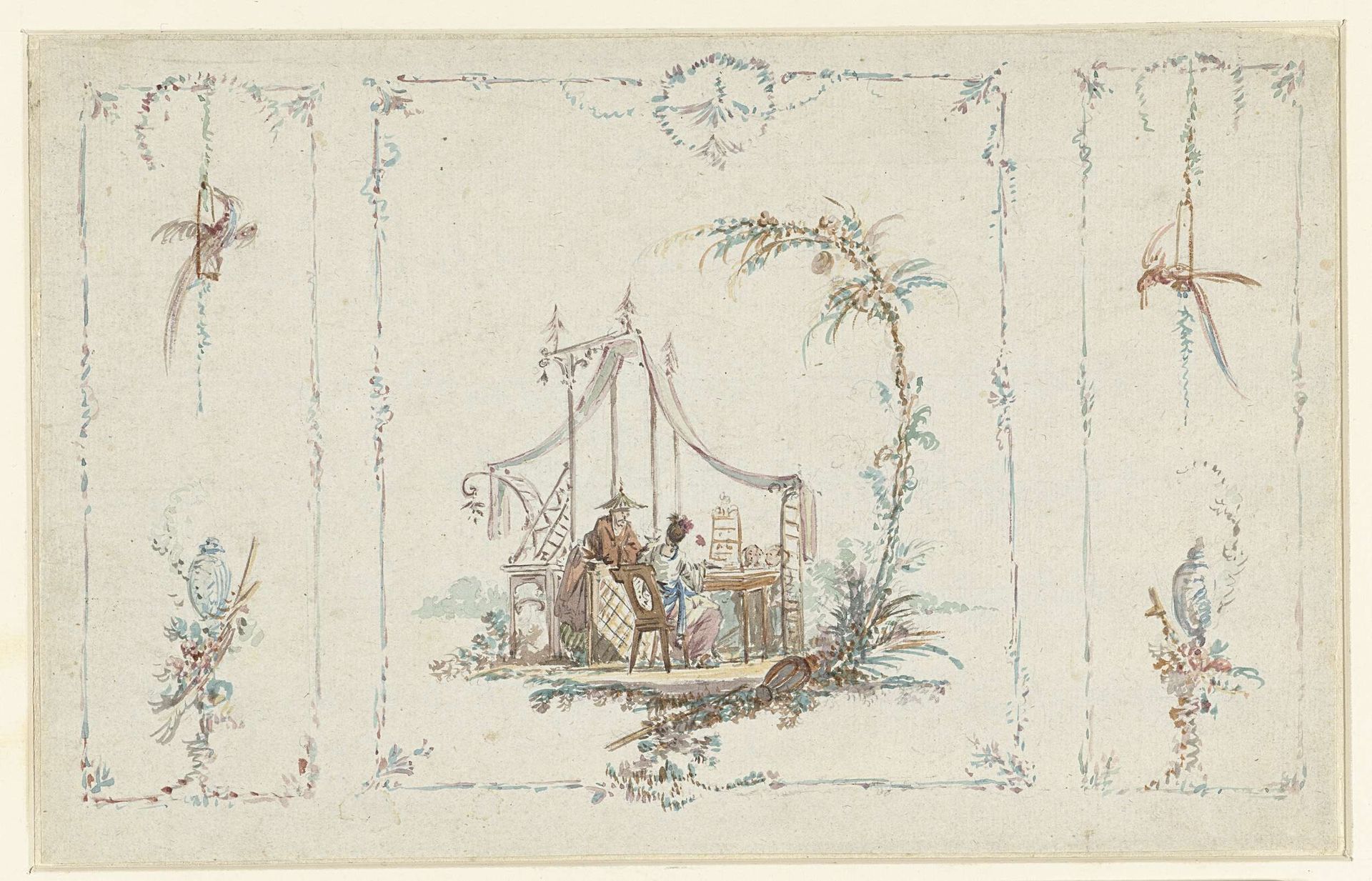 Design sketch in Chinoiserie style by Abraham van Strij
