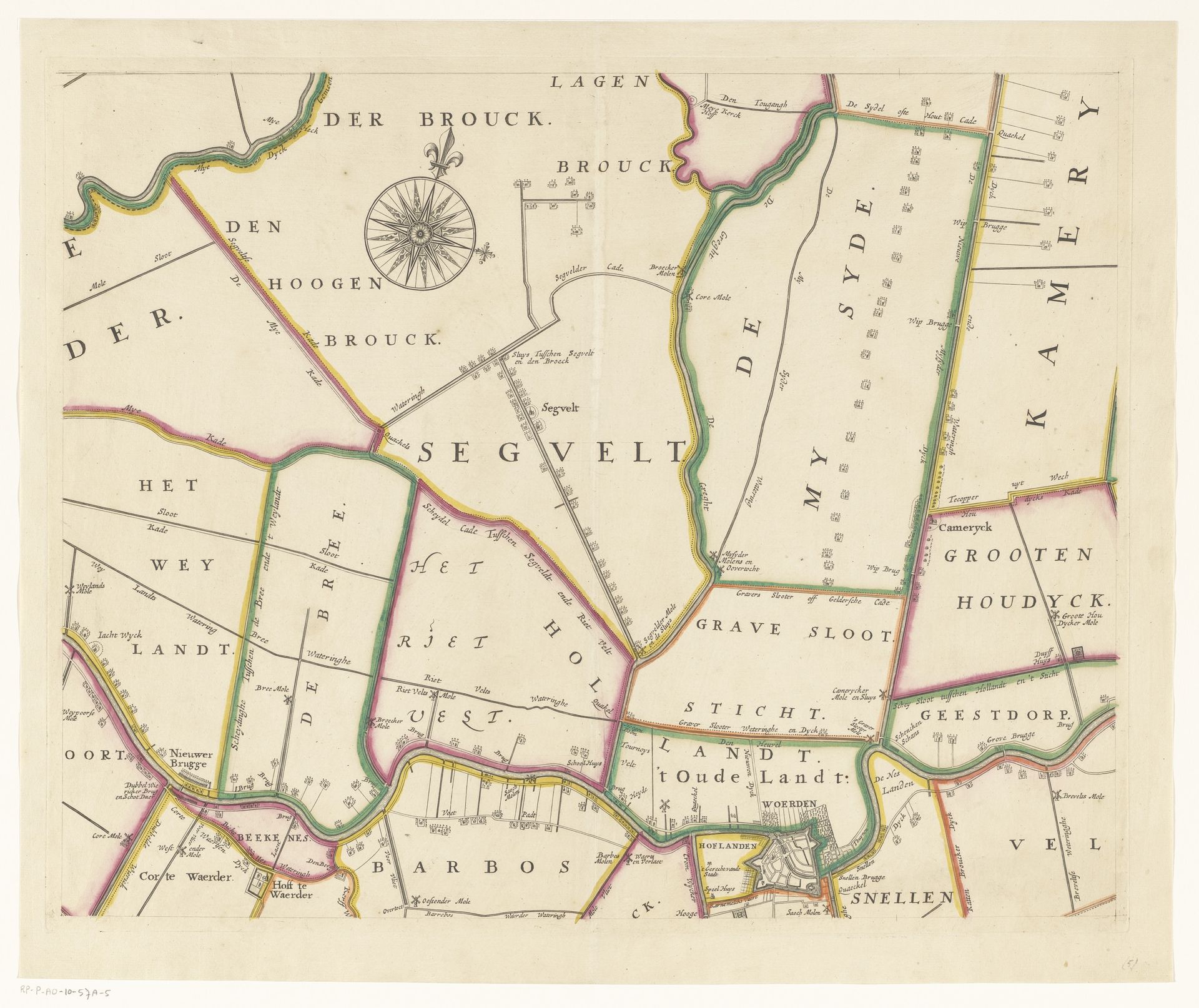 Kaart van het Hoogheemraadschap van Woerden (vijfde deel) by Justus Vinckboons