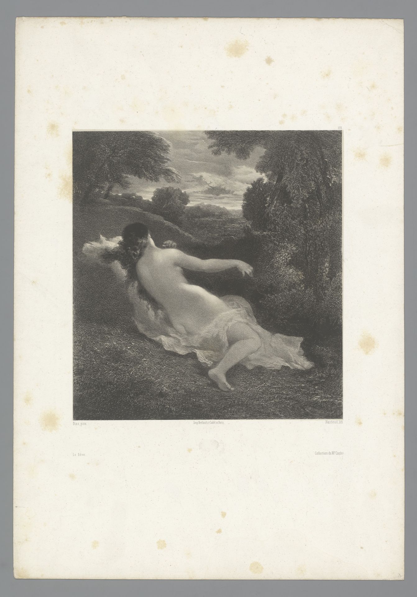 Liggende naakte vrouw in het bos by Célestin Nanteuil